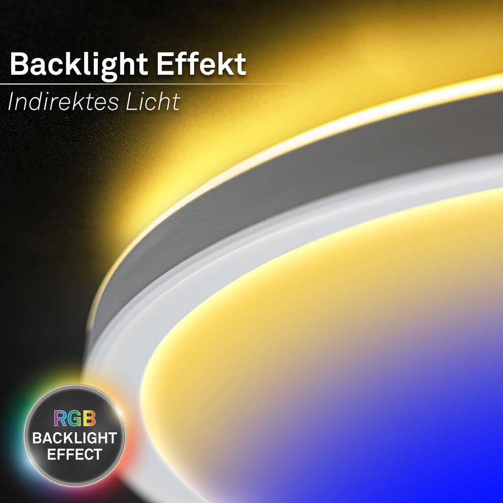 Briloner Leuchten LED Deckenleuchte LED Deckenlampe Dimmbar Fernbedienung Indirektes Licht CCTIC RGBIC, LED fest integriert, 6500K - Kaltweiß, 4000K - Neutralweiß, 2700K - Extra-Warmweiß, 3000K - Warmweiß, CCT Farbtemperatursteuerung - Warmweiß / Neutralweiß / Kaltweiß, 5500-6500K - Tageslichtweiß, 42x3 cm, Schlafzimmer, Wohnzimmer, Kinderzimmer