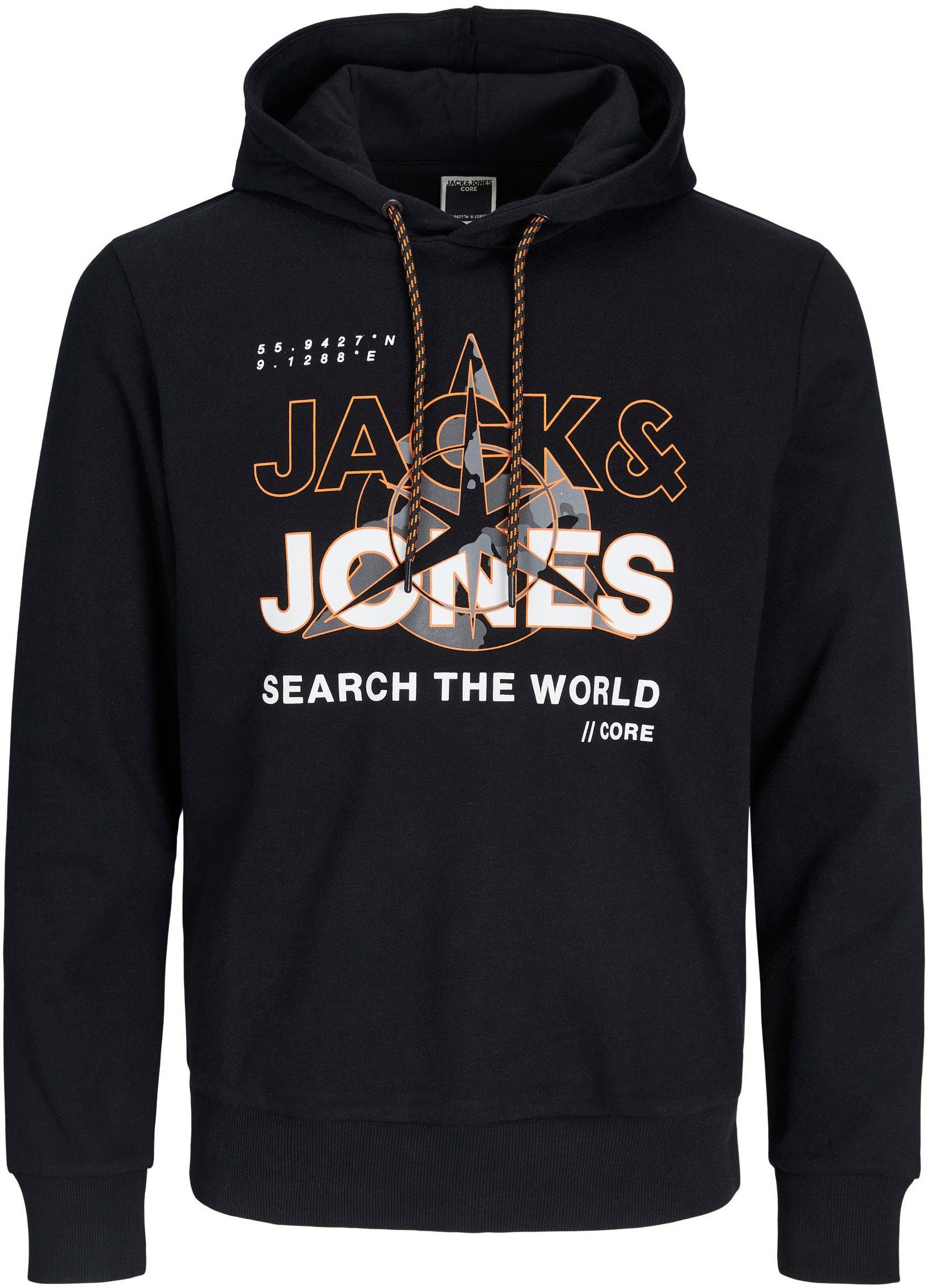 Jack & Jones Kapuzensweatshirt JCOHUNT LN Black HOOD SWEAT