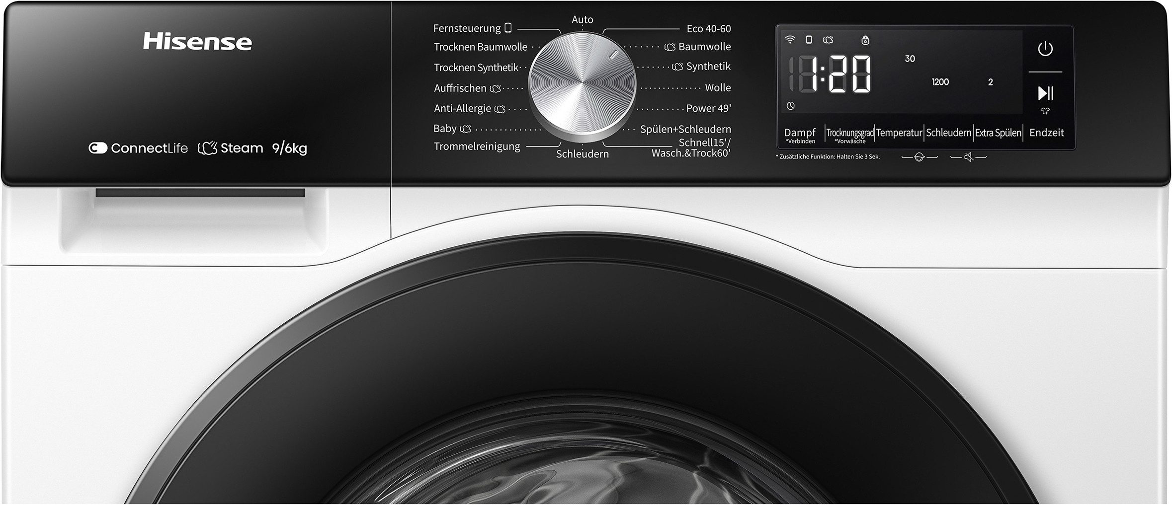 Hisense Waschtrockner 3s Serie WD3S9043BW3, 9 kg, 6 kg, 1400 U/min, Waschen & Trocknen in 60 min. – Bild 5 von 5