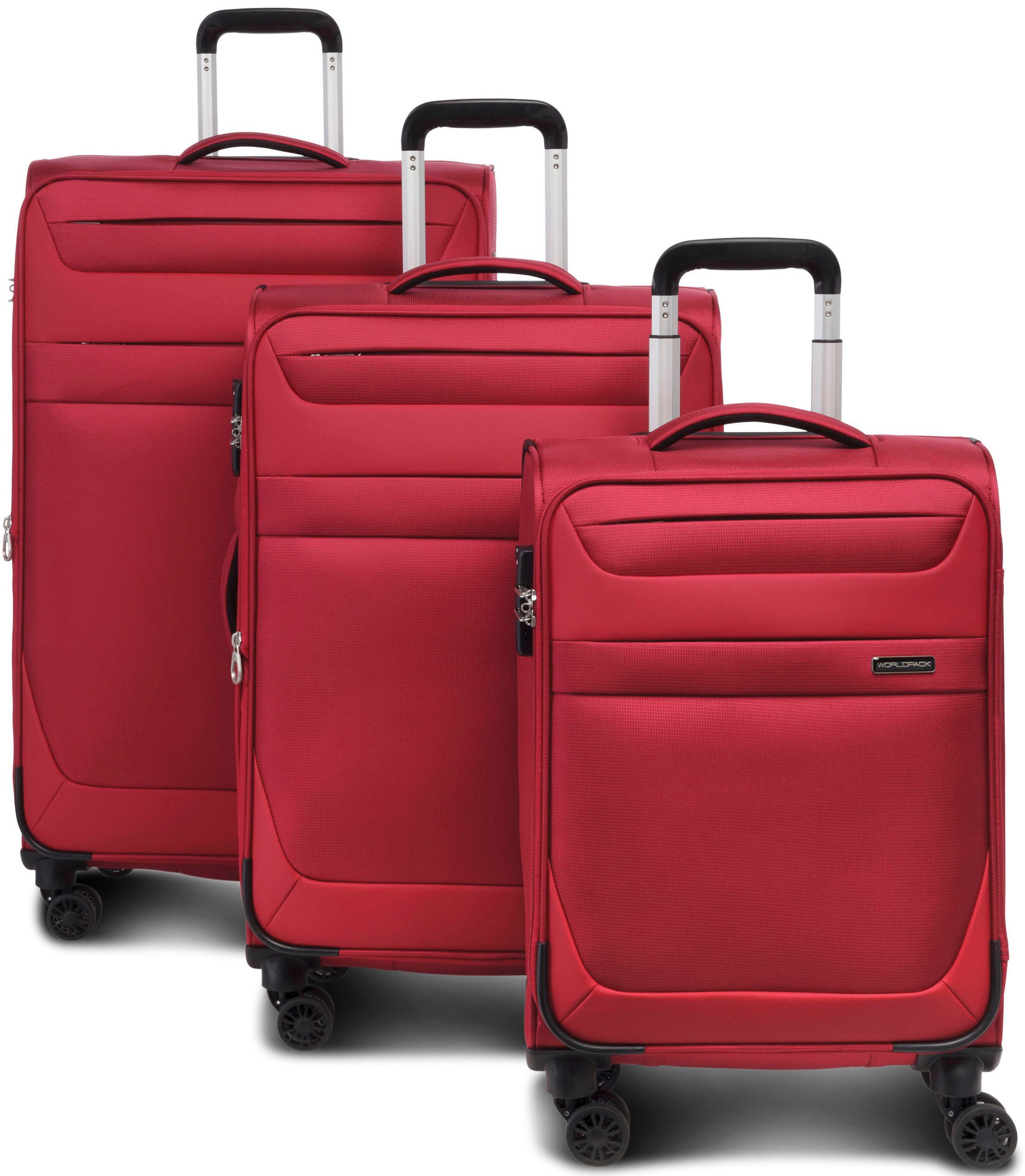 WORLDPACK Trolleyset Dublin, feuerrot, 4 Rollen, (3 tlg) | Trolley-Sets