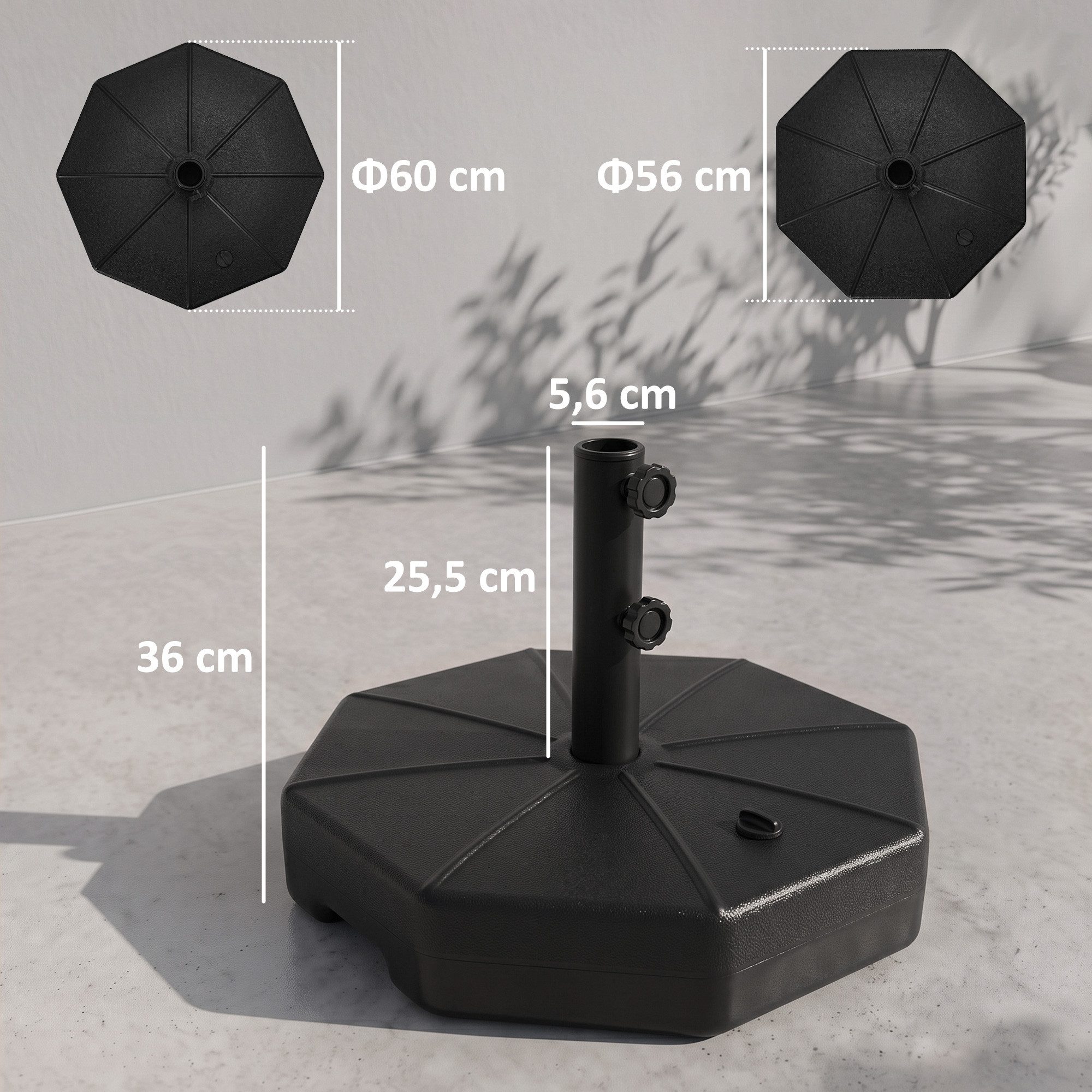 Outsunny Schirmhalter Schirmständer achteckig Schirmgewicht, Ständer für Sonnenschirm, für Stöcke bis Ø 48 mm, Sonnenschirmfuß, 1 tlg., Sonnenschirmständer