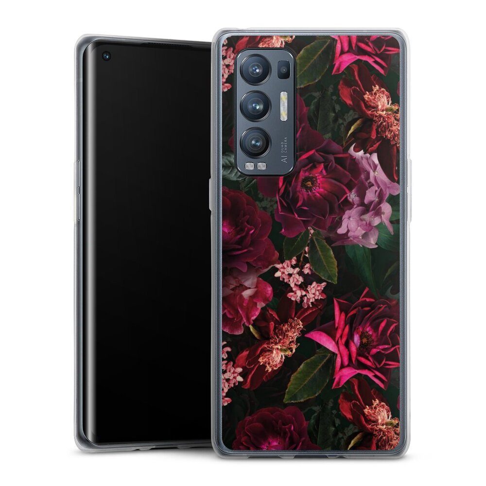 DeinDesign Handyhülle Rose Blumen Blüte Dark Red and Pink Flowers, Oppo Find X3 Neo Silikon Hülle Bumper Case Handy Schutzhülle