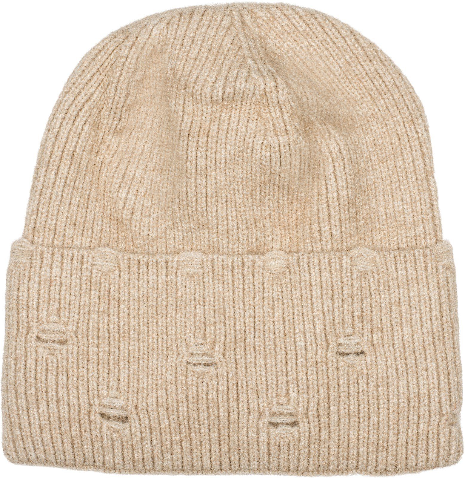 styleBREAKER Strickmütze Strickmütze mit Rippenmuster und Rissen (1-St)