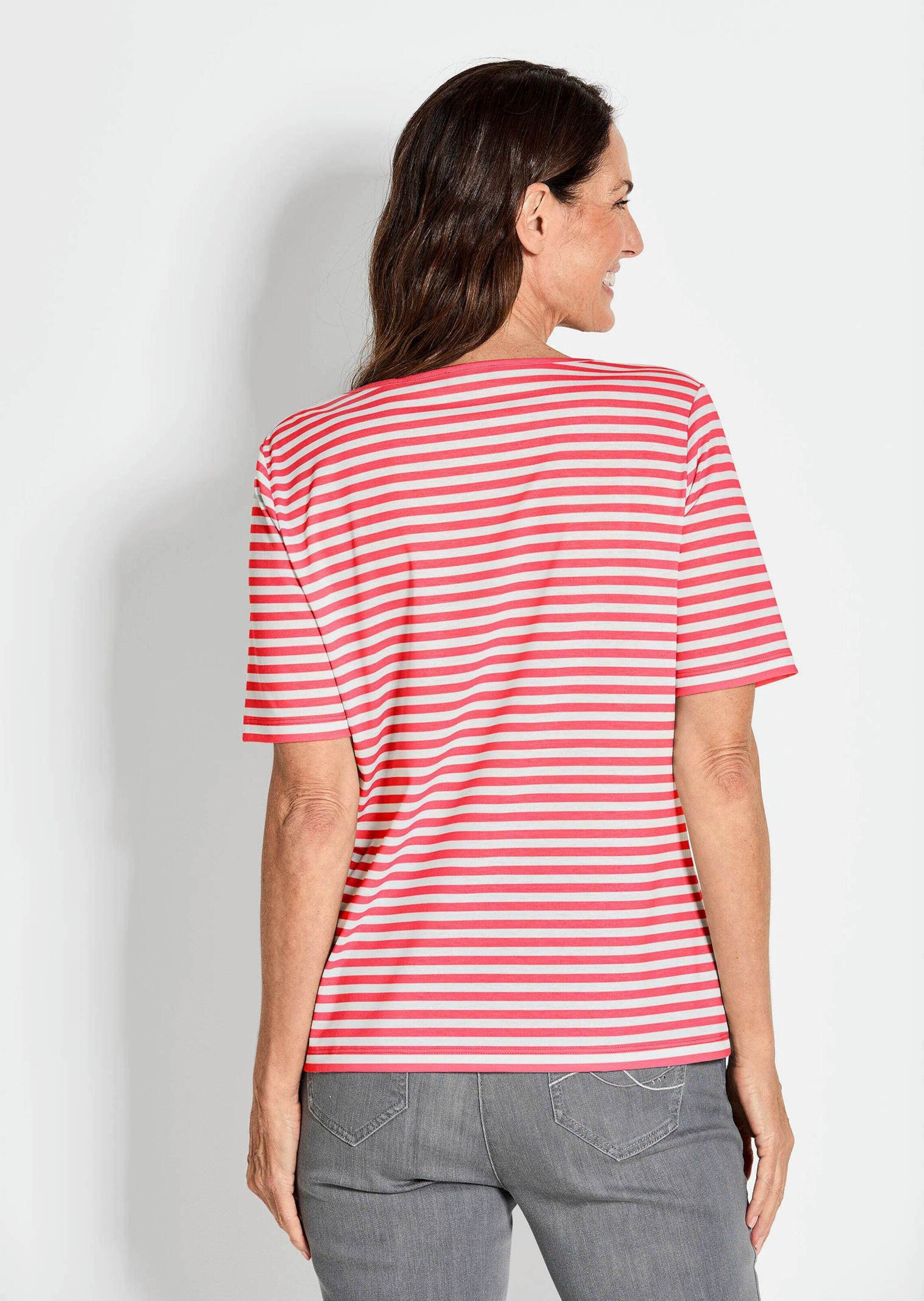 GOLDNER T-Shirt Stilvolles Streifenshirt für Damen Basicshirt mit U-Boot-Ausschnitt, Streifenmuster, aus Jersey