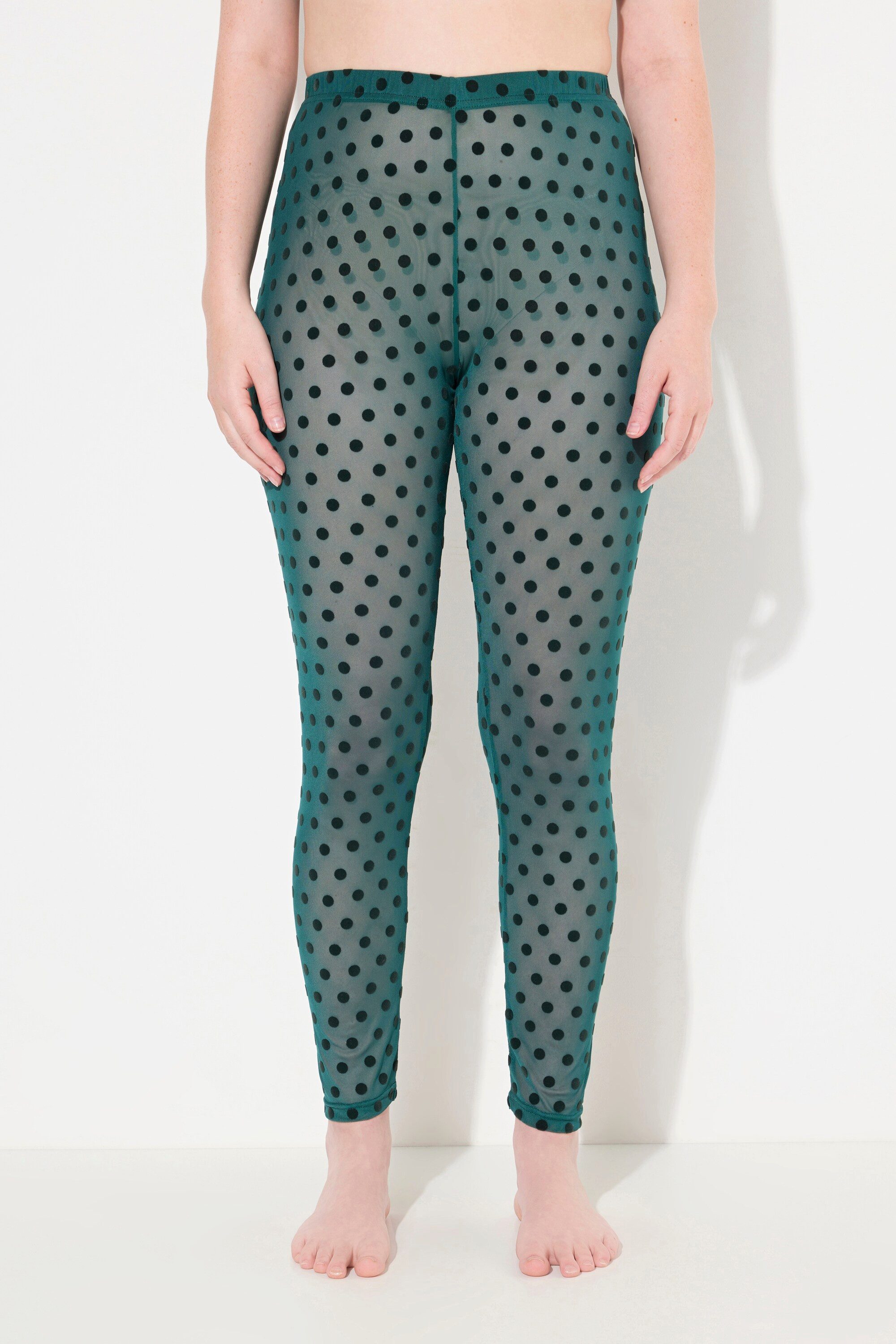 Ulla Popken Feinstrumpfhose Strumpf-Leggings Mesh Flock-Punkte günstig online kaufen