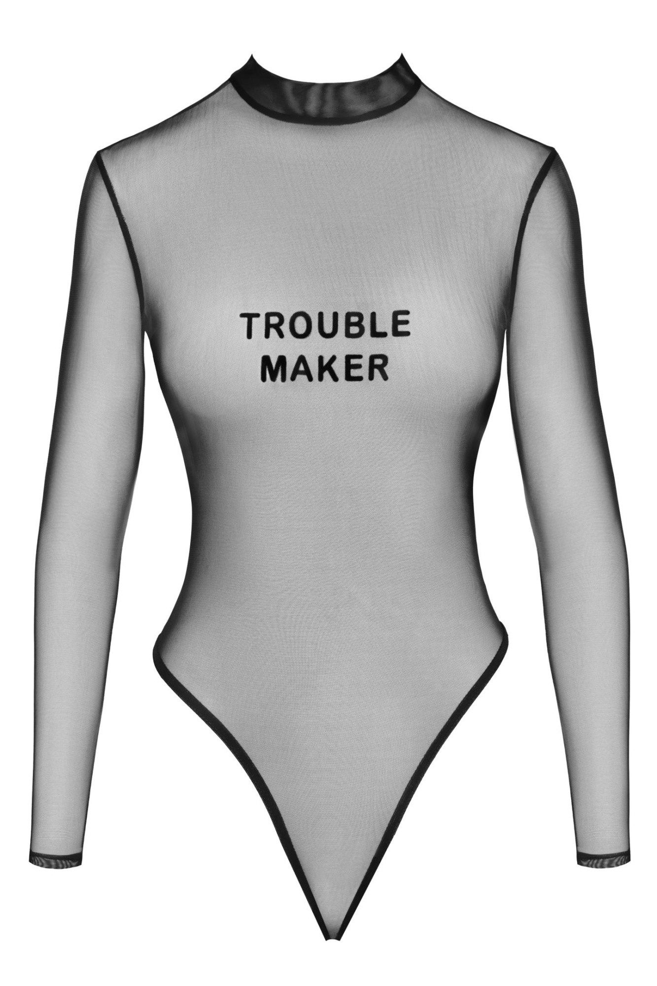 Stringbody Transparenter Damen Dessous Body schwarz elastisch aus Tüll und Netz i