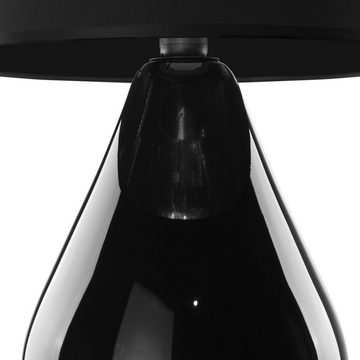 Licht-Erlebnisse Nachttischlampe RIKA, ohne Leuchtmittel, Nachttischleuchte 67 cm hoch Stoff Glas E27 Schwarz