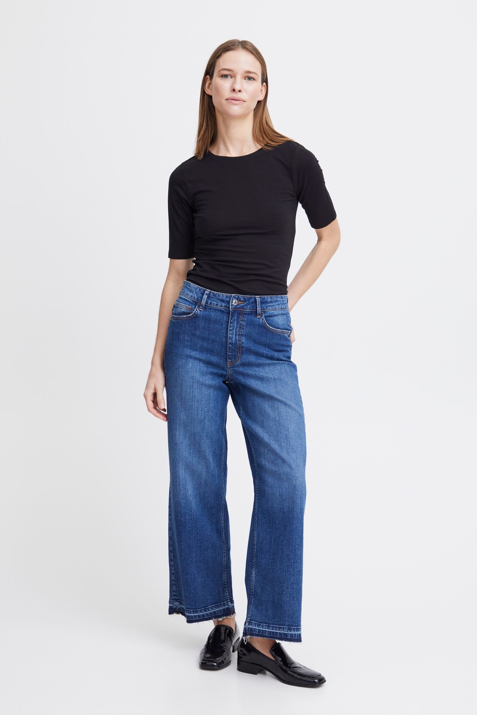 T-Shirt Slim Fit Ellenbogen-Länge Rundhalsausschnitt