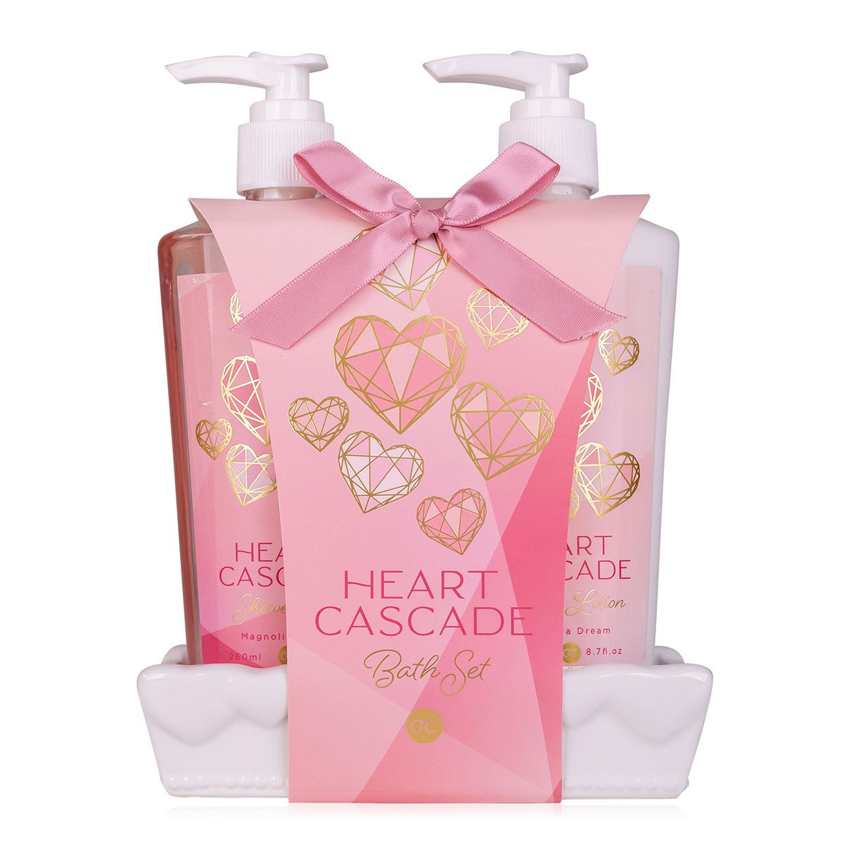 ACCENTRA Hautreinigungs-Set, 2-tlg., Handpflegeset HEART CASCADE in Keramikschale