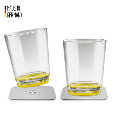 SILWY Gläser-Set »SILWY 2 x Trinkbecher mit Magnetboden oh yellow inkl. 2 Nano-Gel-Pads 0,25l«, Kunststoff