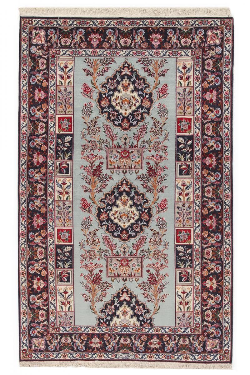 Orientteppich Isfahan Seidenkette 153x250 Handgeknüpfter Orientteppich, Nain Trading, rechteckig, Höhe: 6 mm