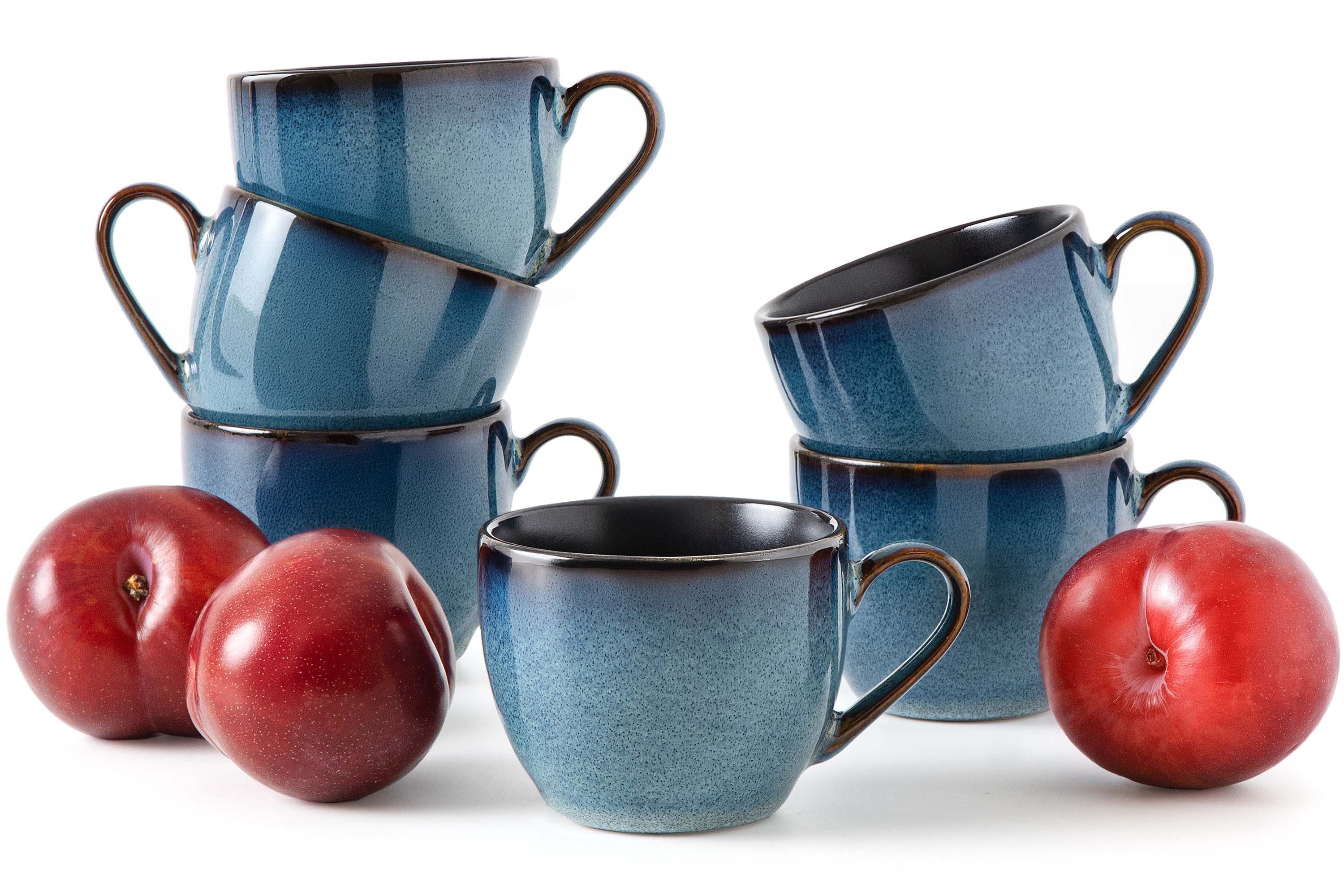 Ritzenhoff & Breker Espressotasse RITZENHOFF & BREKER BALI Чашки для эспрессо-Set, jedes Stück ein Unikat, Steinzeug, 90 ml, Reaktivglasur, spülmaschinengeeignet, mikrowellengeeignet