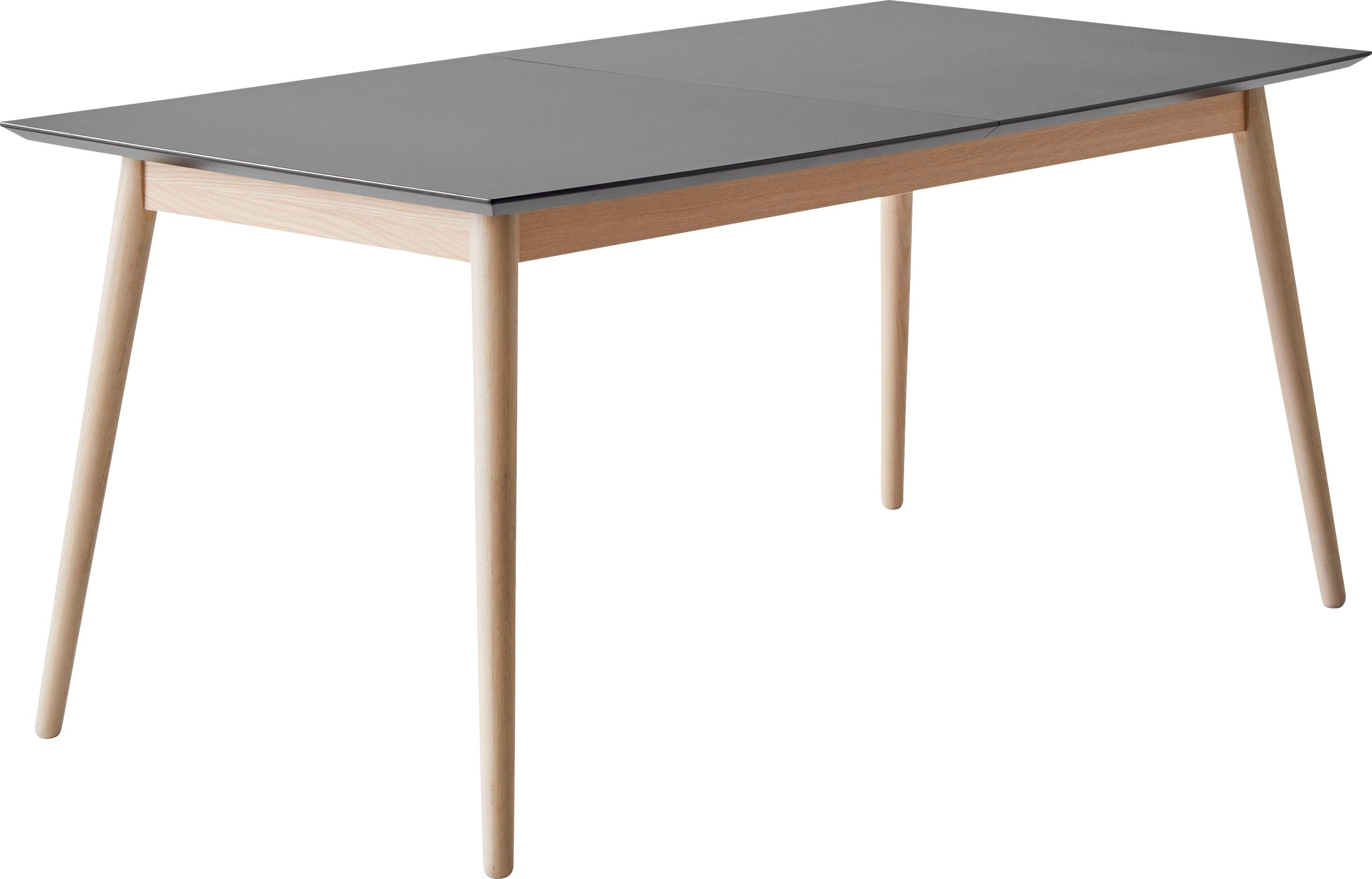 Hammel Furniture Esstisch Meza by Hammel, bootsförmige Tischplatte MDF, Gestell aus Massivholz, 2 Einlegeplatten Schwarz | Esstische