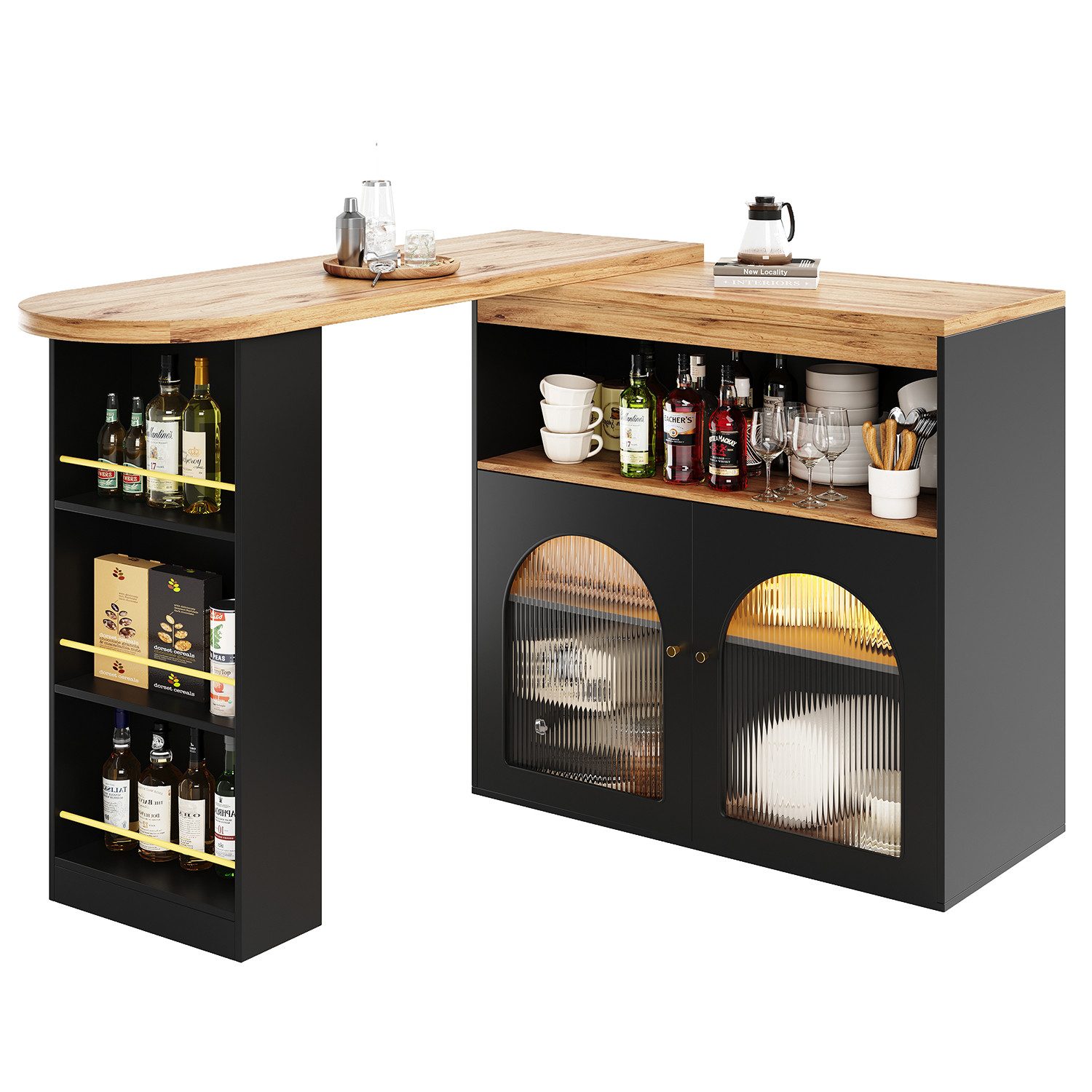 OUTMAX Bartisch 138-193X39X105CM ausziehbarer, Mit Stauraum, günstig online kaufen