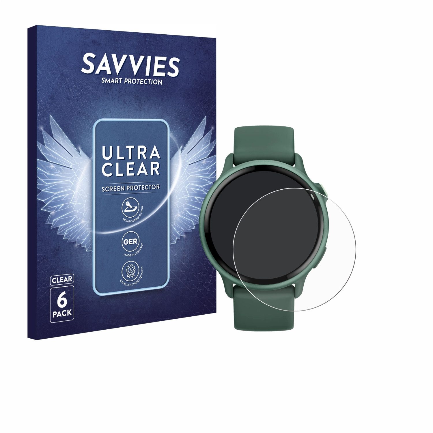 Savvies Displayschutzfolie Schutzfolie für Garmin vivoactive 6, 6 Stück, Displayschutz Schutz Folie Klar Transparent