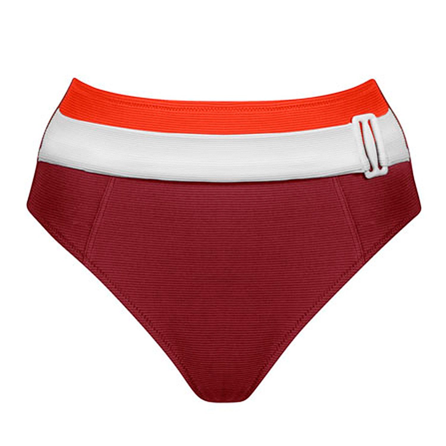 Lidea Bikini-Hose Contrast Bikini Slip im Retro-Stil taillenhoch gerippt mit Gürtel