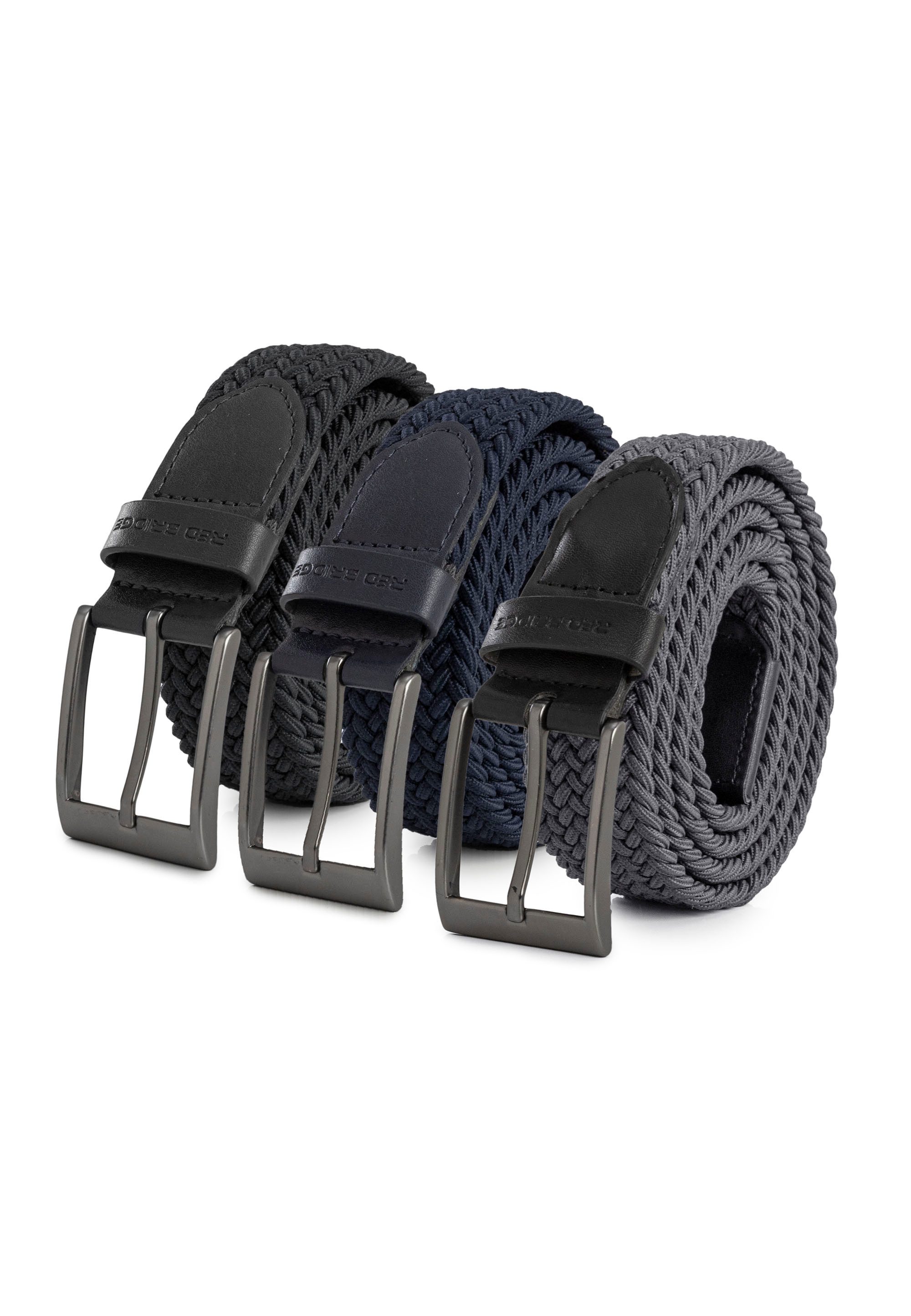RedBridge Stoffgürtel 3er Pack Flechtgürtel elastisch mit Metallschließe Stufenlos verstellbar