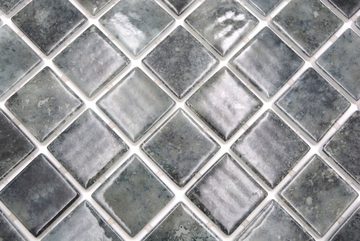 Mosani Mosaikfliesen Schwimmbadmosaik Pool Glasmosaik schwarz anthrazit changierend