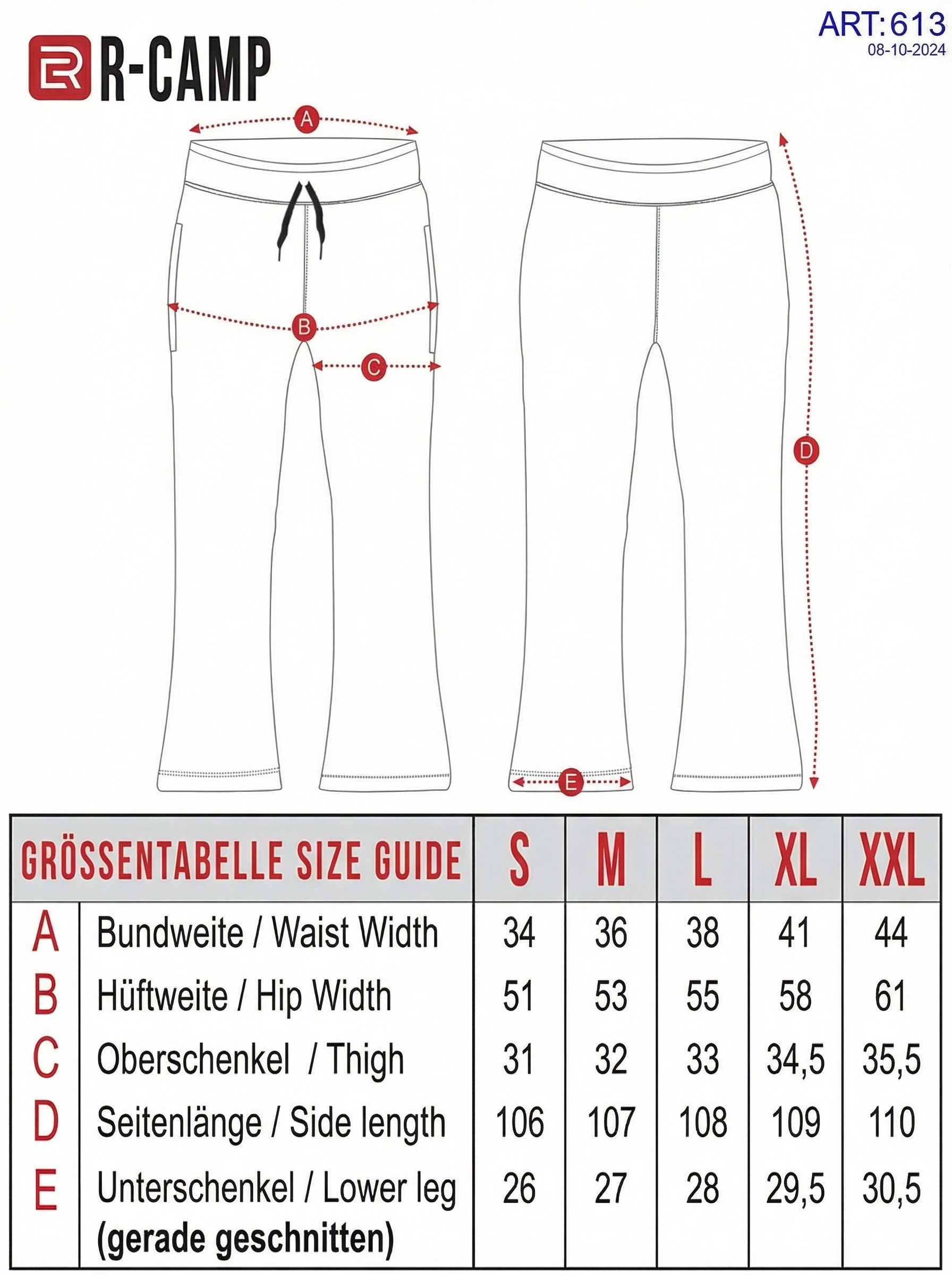 R-CAMP Sweathose Jogginghose Damen Weites Bein Hosen Sommer (Packung, 1-tlg., Jogginghose für Damen) Weite Sweathose aus Baumwolle Bequeme Freizeithose