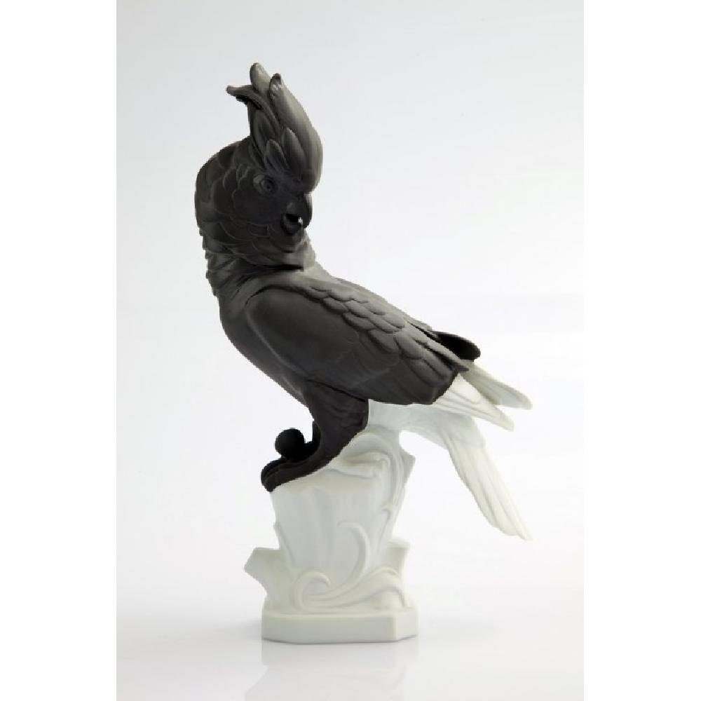 Weiß Skulptur Reichenbach Kakadu Vogel Schwarz Porzellanfigur Papagei