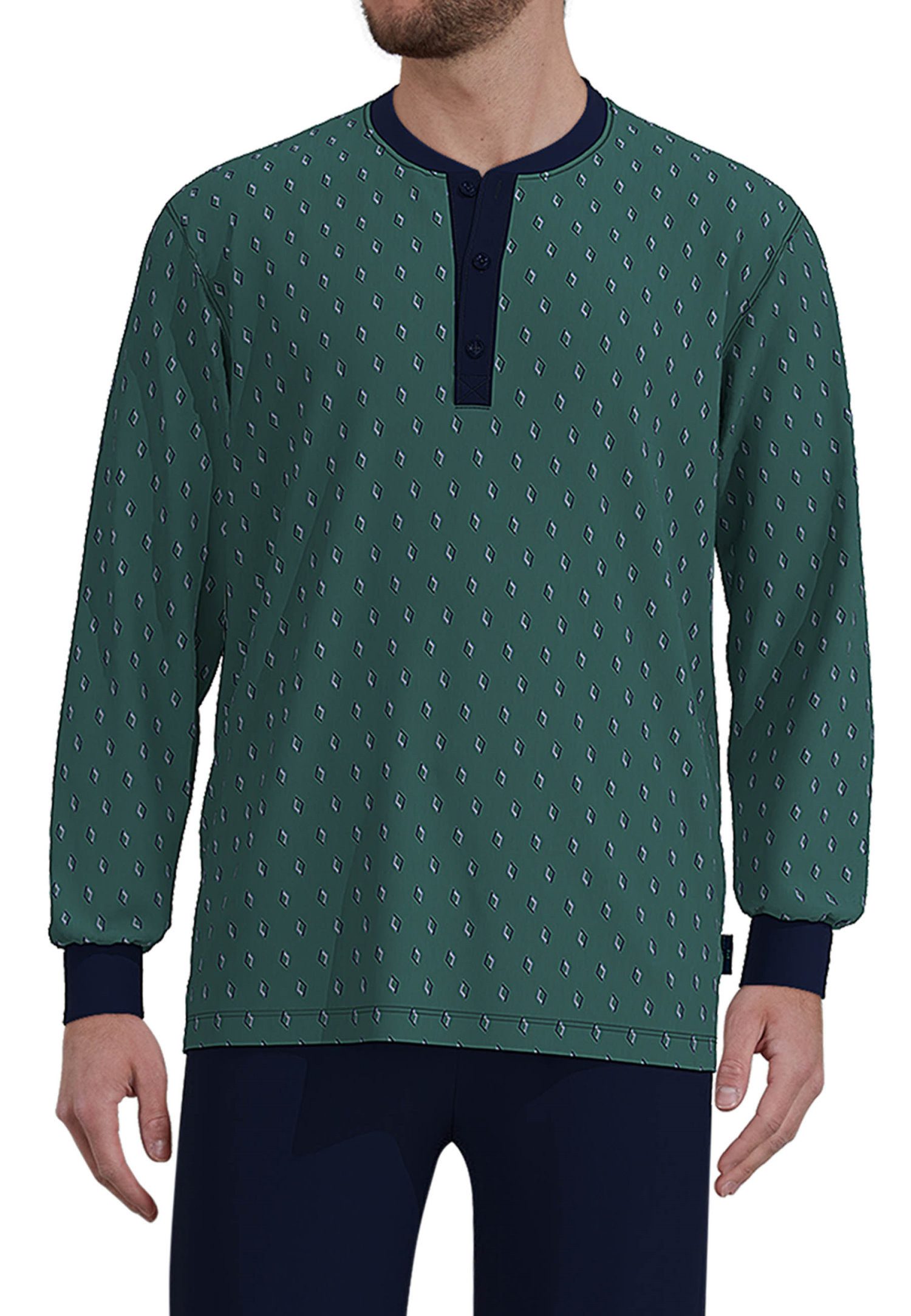 GÖTZBURG Schlafanzug Herren Pyjama lang mit Bündchen (2 tlg) Baumwolle
