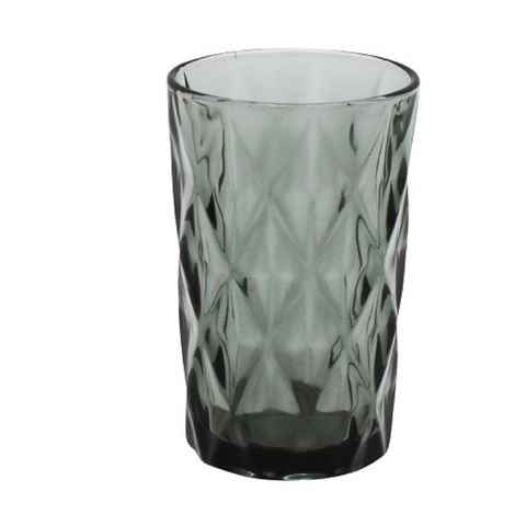 Werner Voß Tasse Longdrink Glas Wasser Saft Trink Basic grau H=13cm Bar 300ml Raute anthrazit