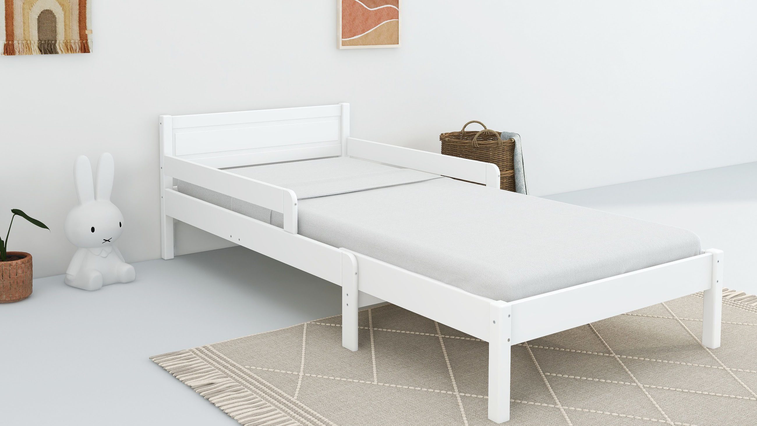 OTTO home Kinderbett Hero, Massivholzbett, ausziehbar von 140 bis 200 cm, FSC® (90cm Breite, 140-200cm Liegefläche), massive Kiefer, mit Lattenrost, zeitlose Optik, Rausfallschutz