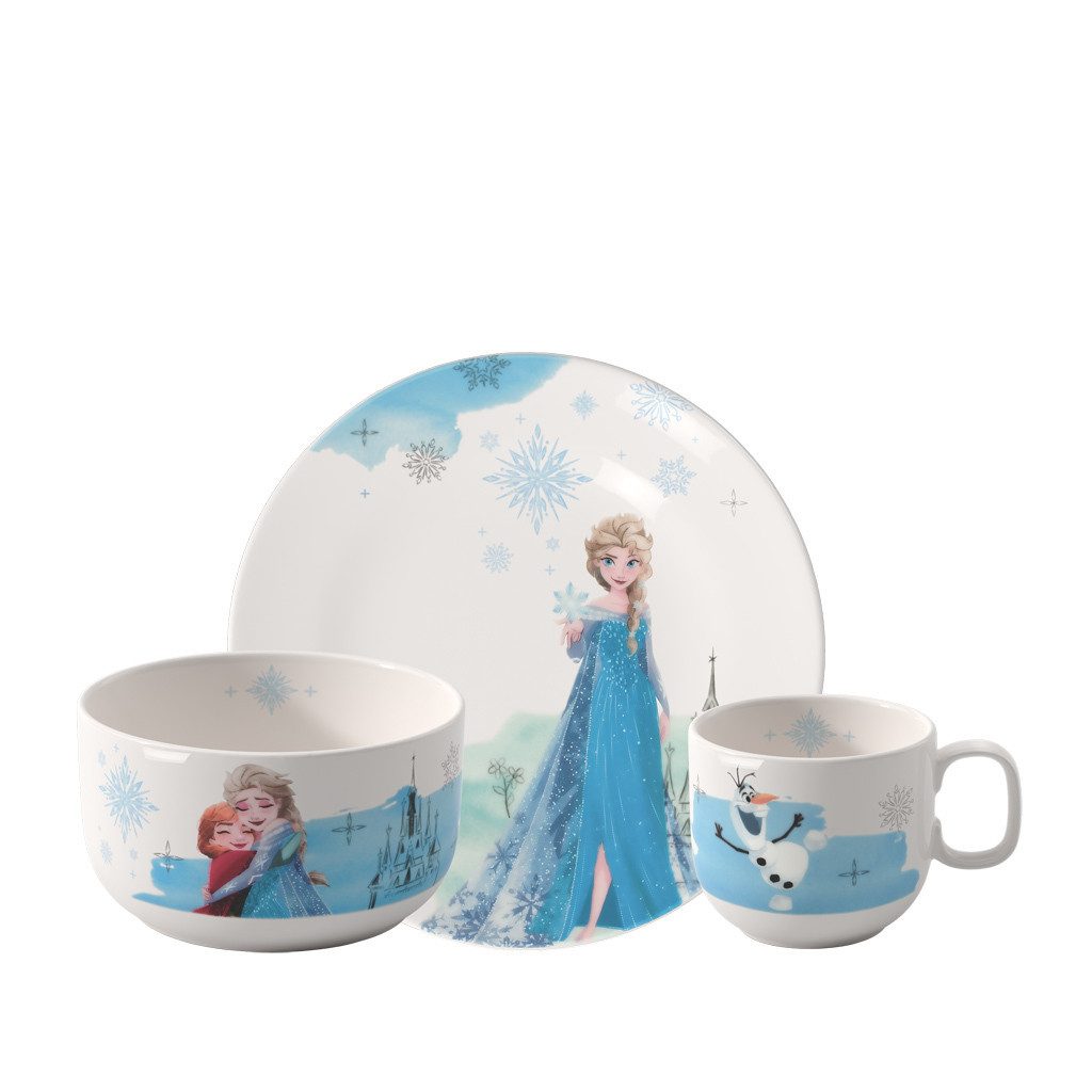 Villeroy & Boch Kindergeschirr-Set Disney Frozen Kindergeschirr-Set 3er Set (3-tlg), 1 Personen, Porzellan