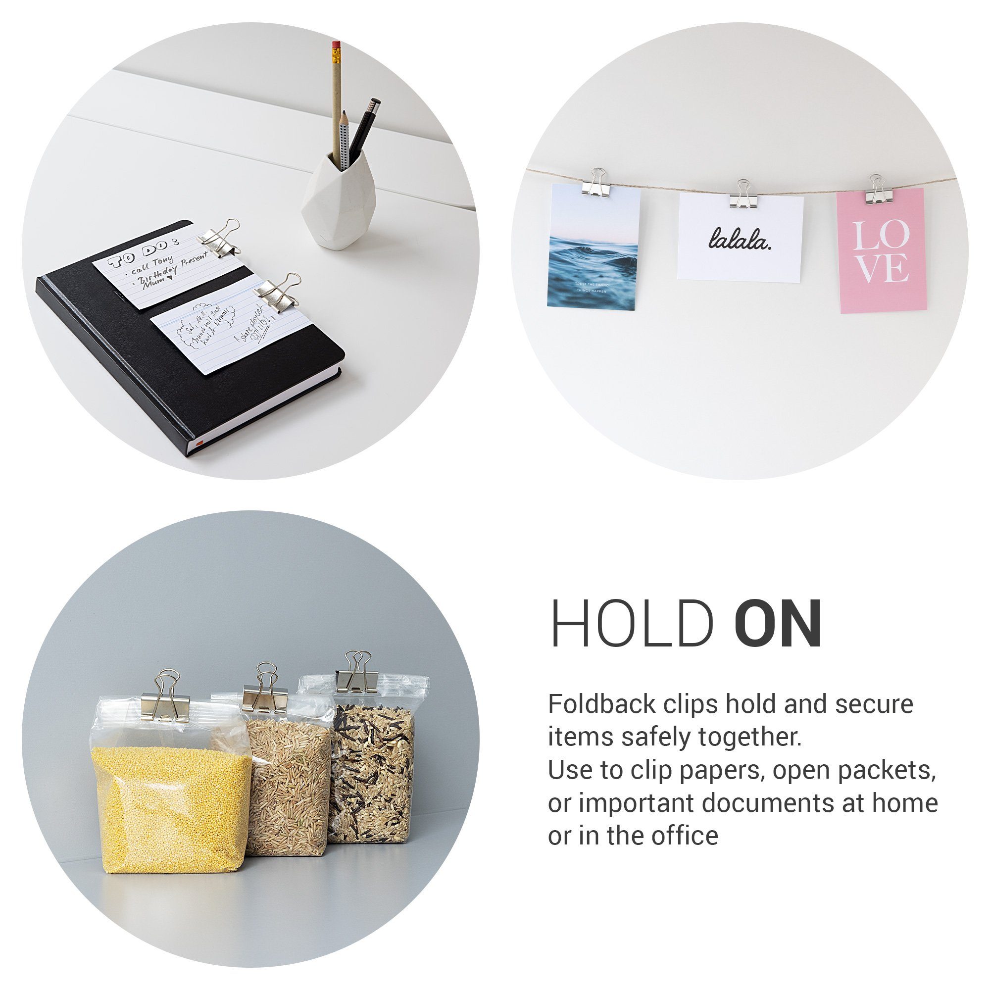 kwmobile Büroklammer 50x Foldback Klammern Set - 32mm - Vielzweckklammer Büro Clips