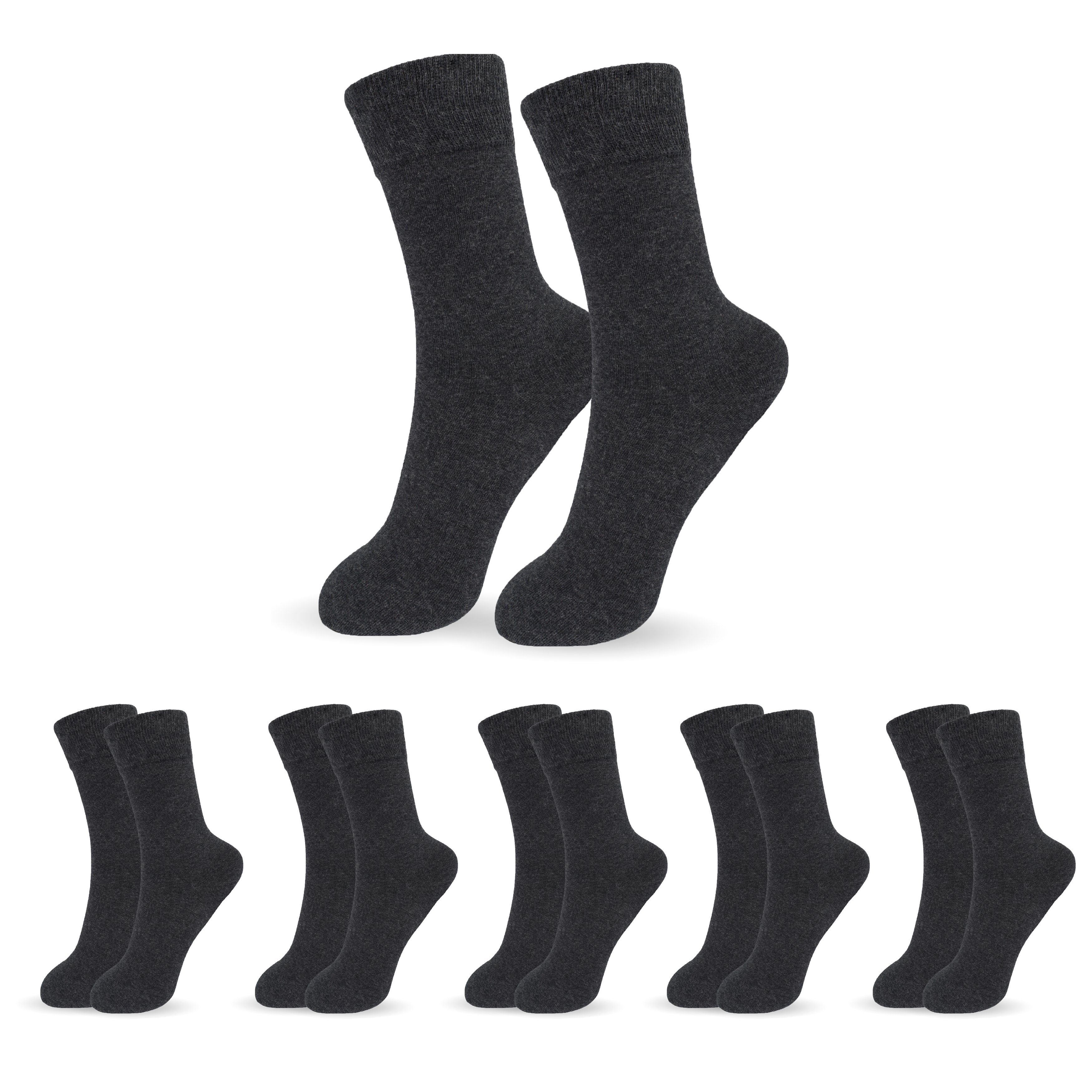 SO.I Businesssocken Herrensocken Lange Freizeit-Socken für Herren aus Baumwolle (Größen: 39-46, 5-15er Pack) Atmungsaktiver Stoff 5x Anthrazitgrau
