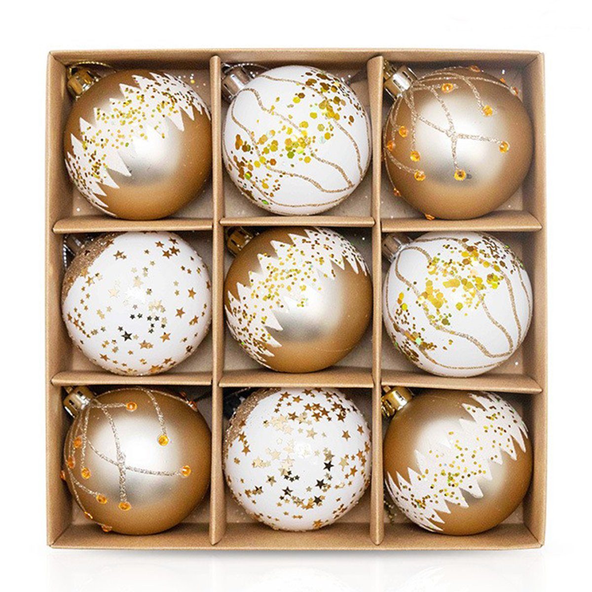 XDeer Dekohänger 9 Stück Weihnachtskugeln Christbaumschmuck mit Motiv, Anfangsbuchstabe Weihnachtsdeko Set