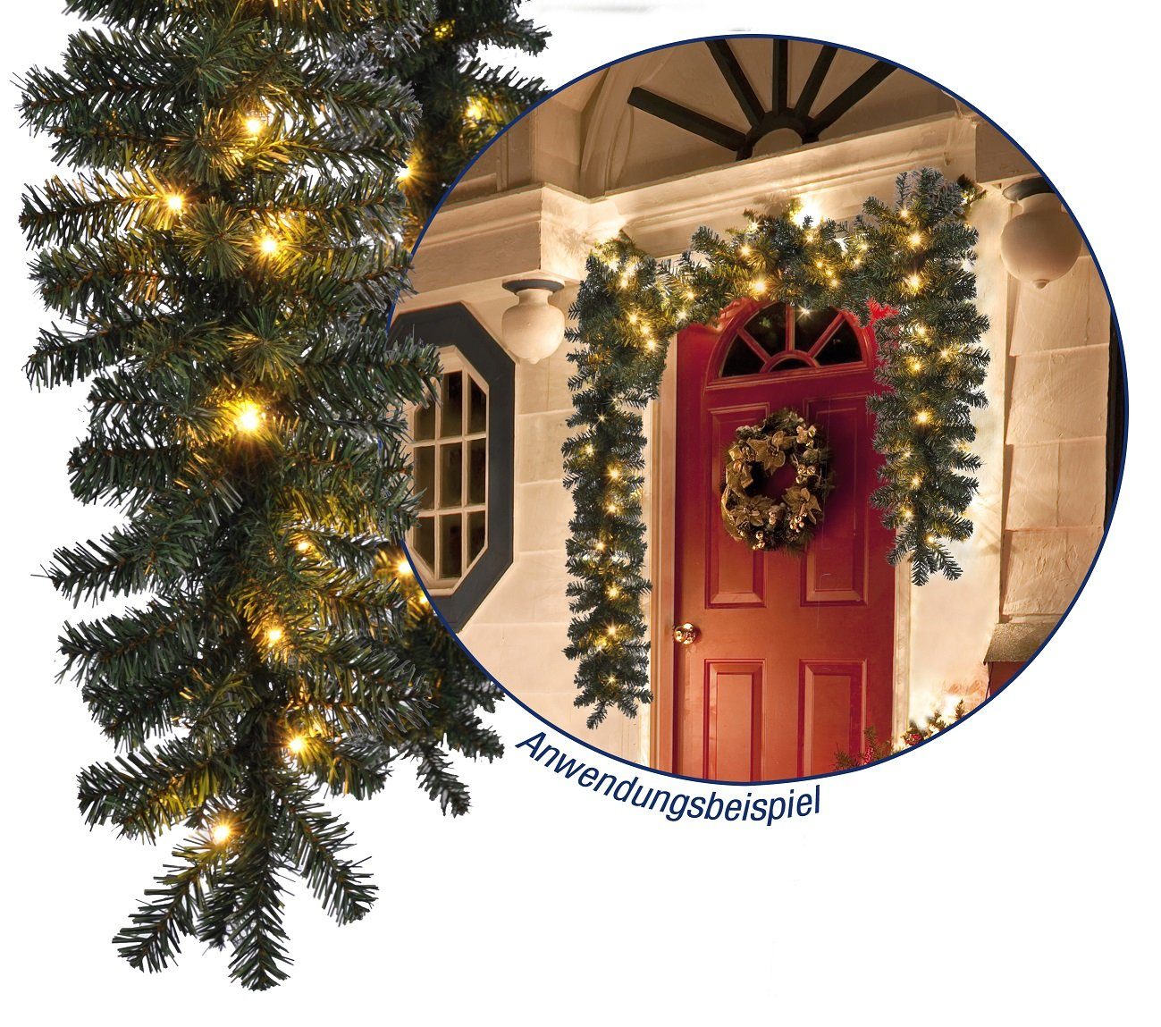 GartenHero LED-Girlande 40 LED Weihnachtsgirlande biegsam Lichterkette Weihnachtsdeko Girlande