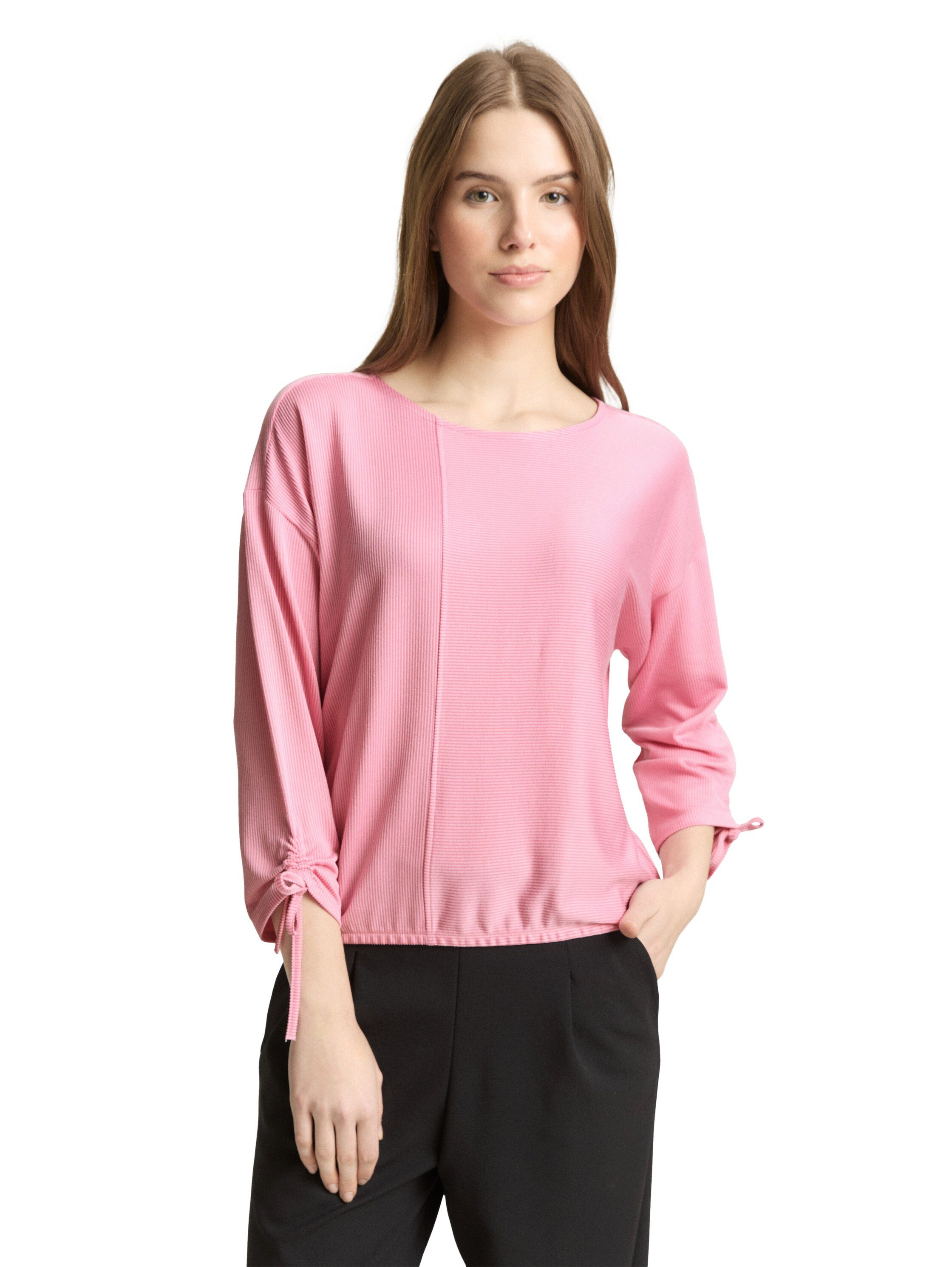 TOM TAILOR Denim 3/4-Arm-Shirt in feiner Rippoptik günstig online kaufen