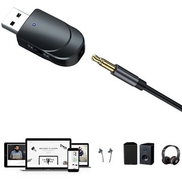 Retoo Bluetooth Adapter Transmitter Empfänger 2 in 1 Wireless USB Aux TV Bluetooth-Adapter, 2-in-1-Empfänger, Eingebautes Mikrofon