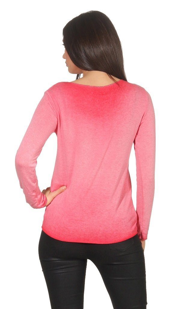 Mississhop Rundhalspullover Leichter Pullover mit Wascheffekt Strick Sweatshirt Pulli 303