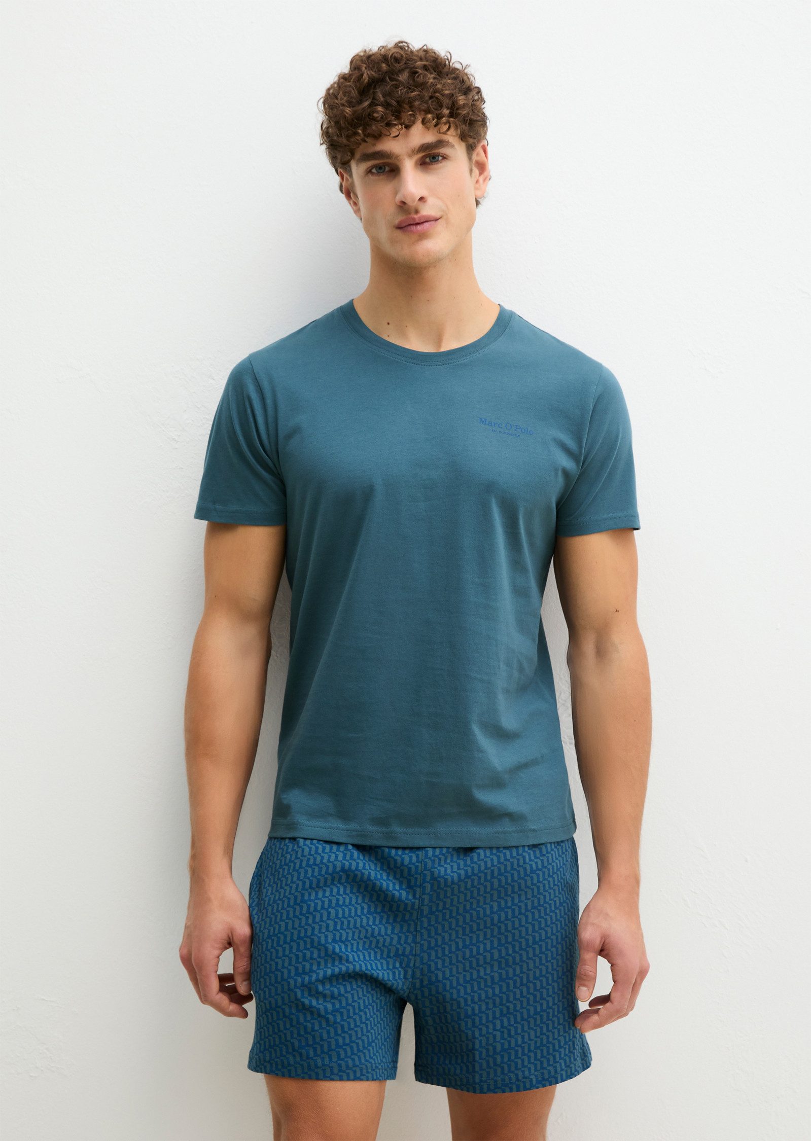 Marc O'Polo Shorty (2 tlg) mit kurzem Arm, Rundhalsausschnitt und gemustert günstig online kaufen