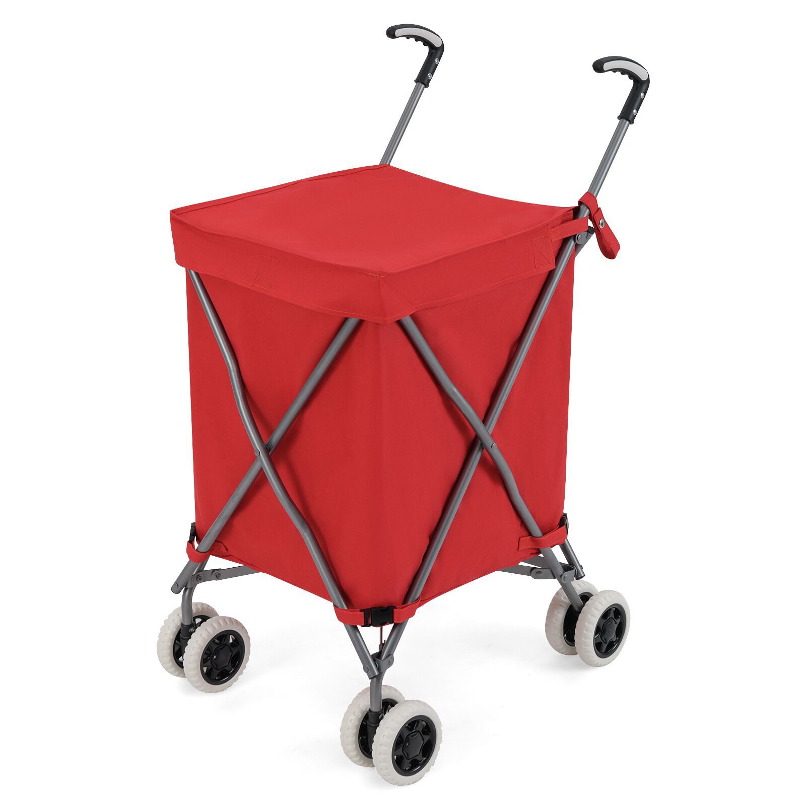 COSTWAY Einkaufstrolley, 90 l, bis 55 kg, mit Rädern & Griff, klappbar