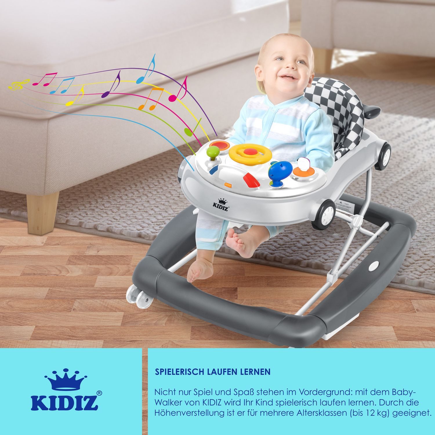 KIDIZ Baby Walker, 4-in-1 Baby Walker, Play and Learning Walker