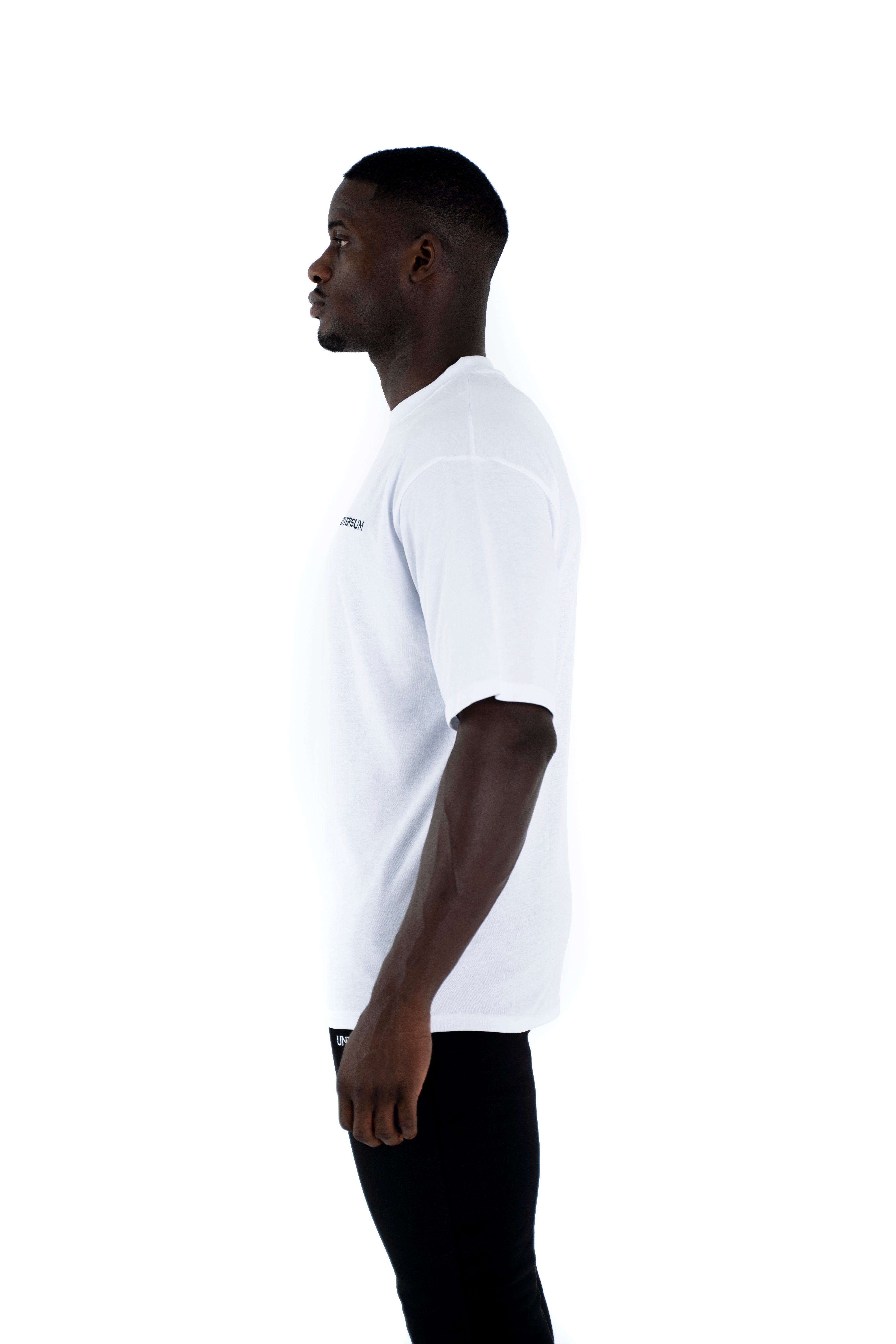 Oversize Rundhalsausschnitt, Modern Baumwoll Shirt, Universum T-Shirt Cotton Sportwear T-Shirt C-Neck 100% Weiß