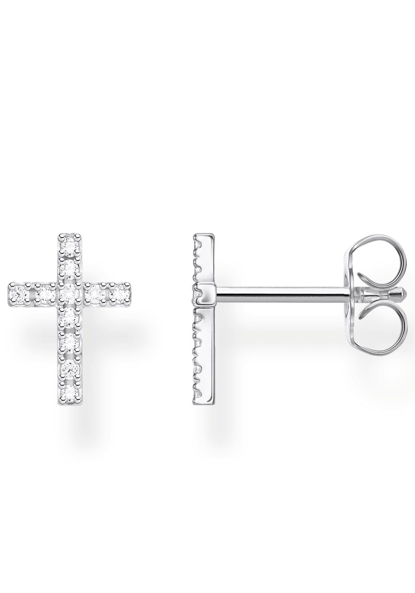 THOMAS SABO Single-Ohrstecker Kreuz, mit Zirkonia (synth)