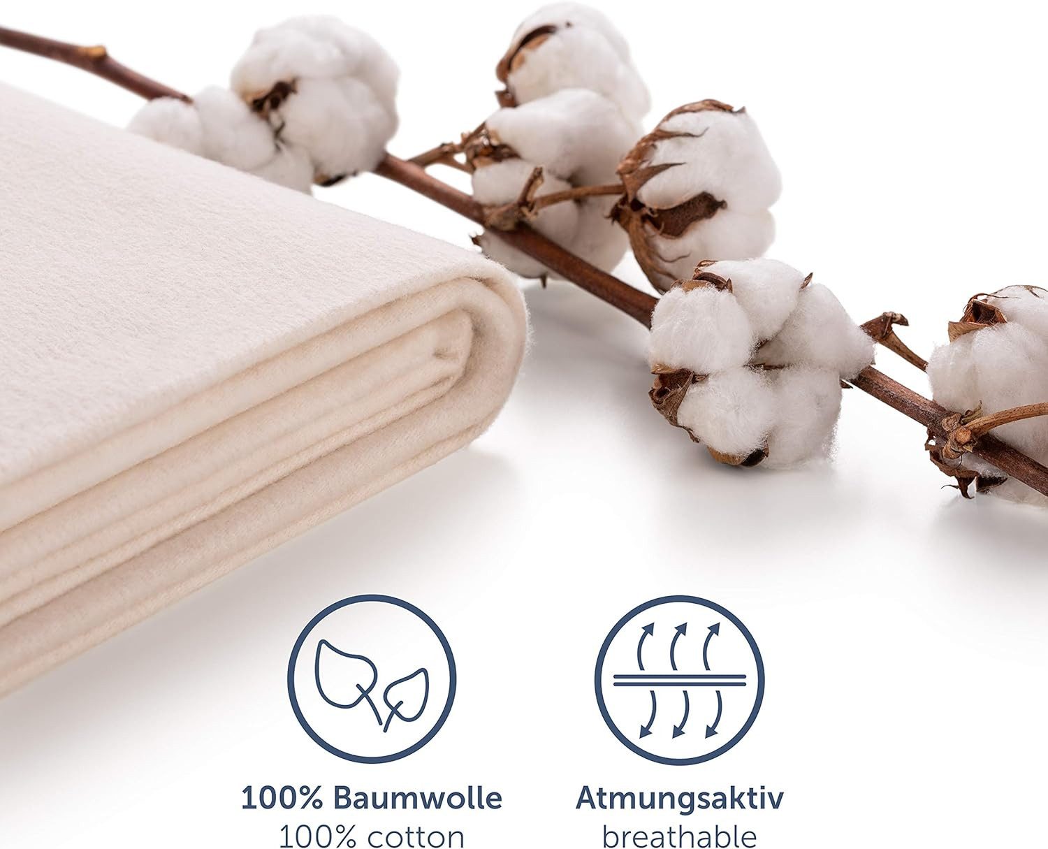 Matratzenschoner Blumtal Molton Atmungsaktive Premium Matratzenauflage Blumtal, 100% Baumwolle, Zertifizierte Qualität – Bild 4 von 5