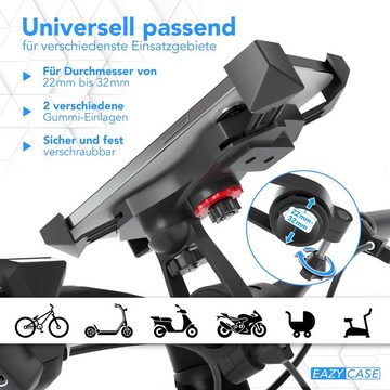 EAZY CASE Universal Fahrradhalterung für Smartphones Smartphone-Halterung, (Handyhalterung zur Montage am Lenker größenverstellbar drehbar Schwarz)