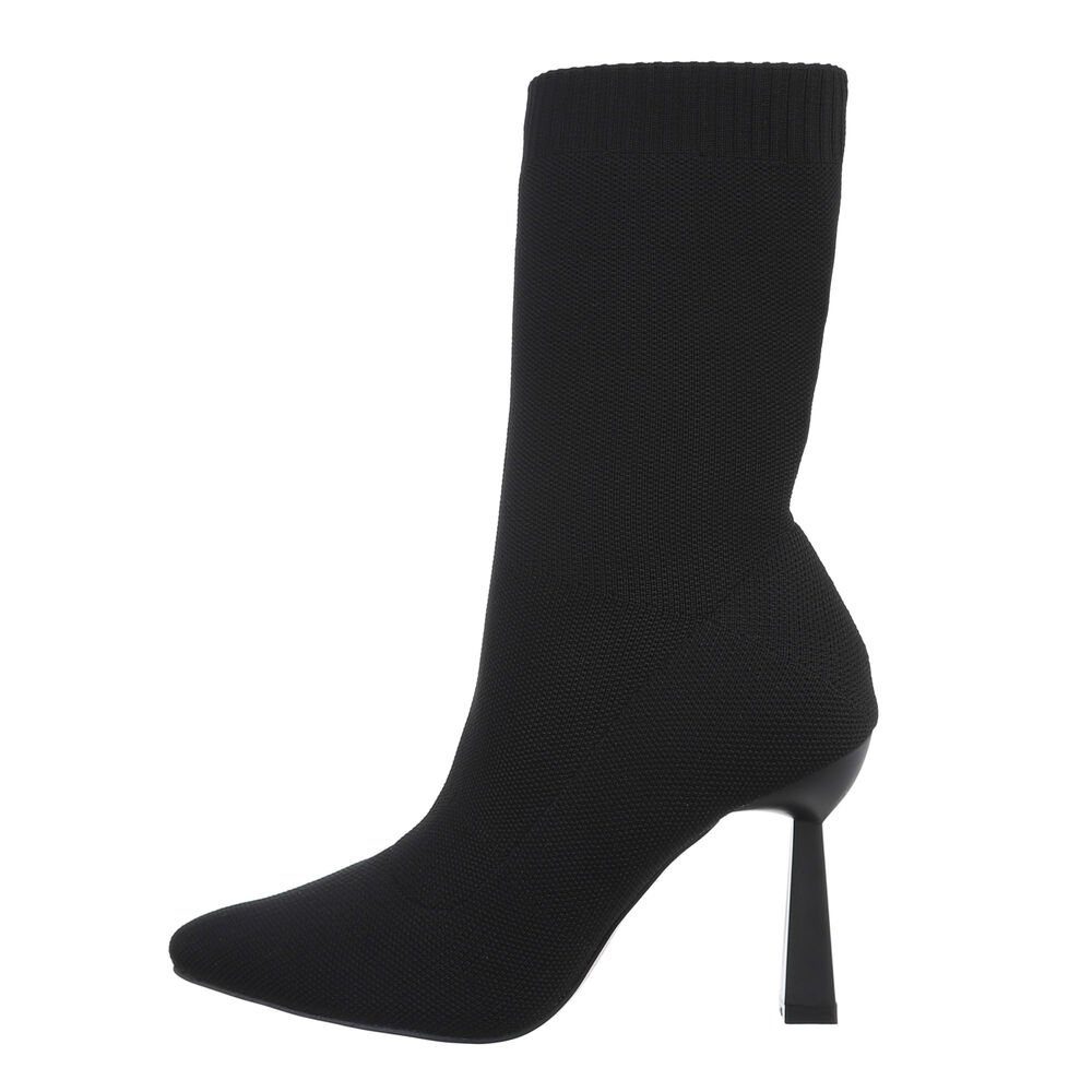 Ital-Design Damen Schlupfschuhe Party & Clubwear Stiefelette Pfennig-/Stilettoabsatz High-Heel Stiefeletten in Schwarz