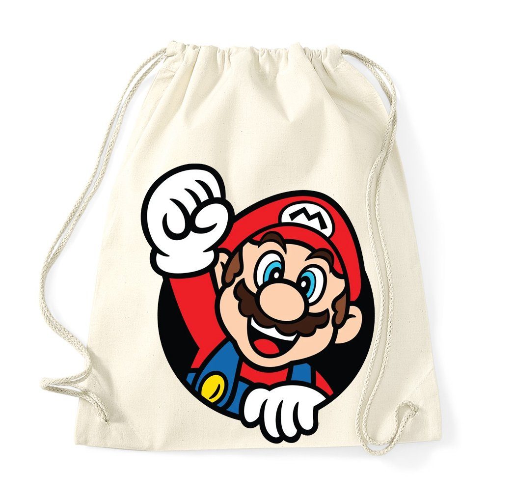 Blondie & Brownie Turnbeutel aus Baumwolle Mario Faut Retro Konsole Gaming, Super Mario Turnbeutel aus Baumwolle Retro Gaming langlebig stylisch