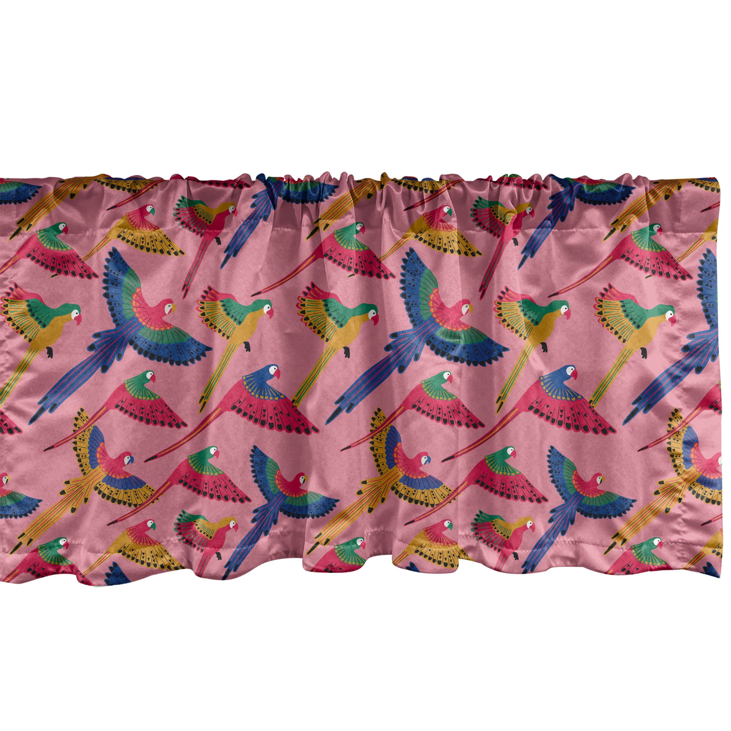 Scheibengardine Vorhang Volant Tropische Küche Dekor Schlafzimmer Papageien mit Vogel Microfaser, Abakuhaus, Schwänze für lange Stangentasche