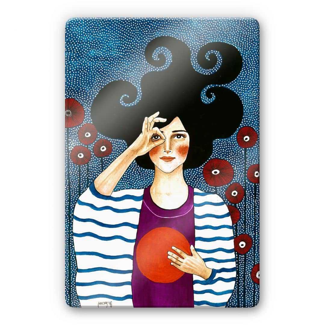 Glasbild Glasbild starke Frau Portrait Trost Künstlerin Hülya
