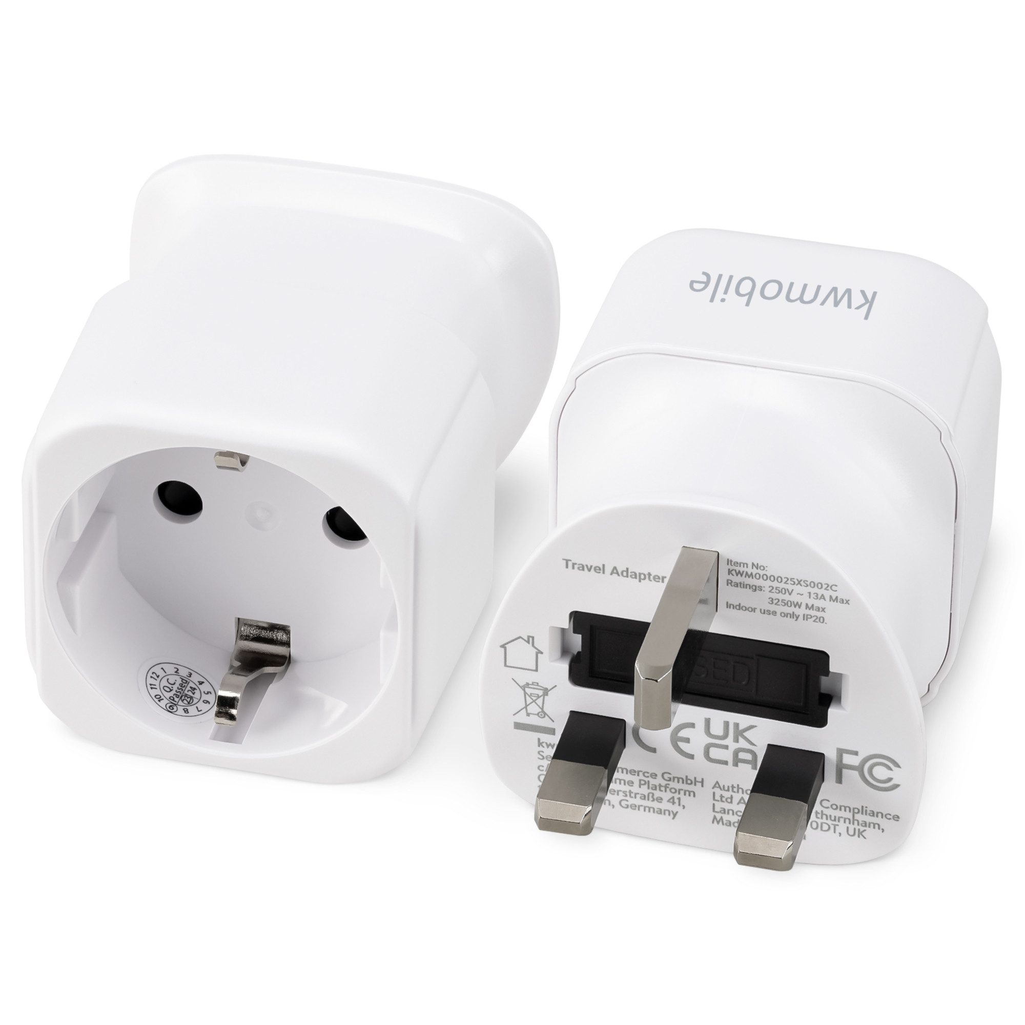 kwmobile Reiseadapter UK - Stromadapter für England - Schuko Stecker Adapter, 7.70 cm