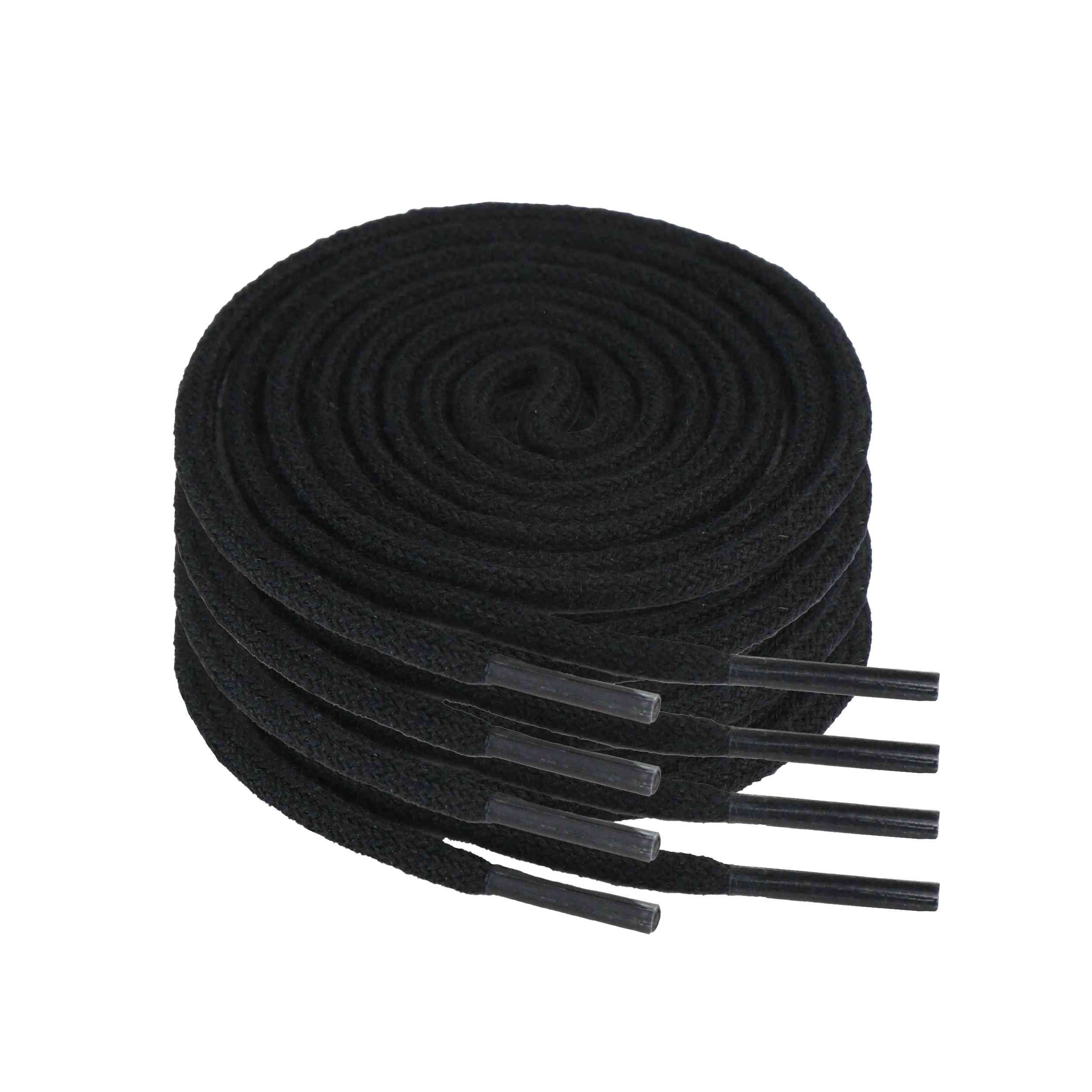 Schnürsenkel 2 Paar Rundsenkel 90cm Schwarz – Baumwolle für Sneaker & Schuhe