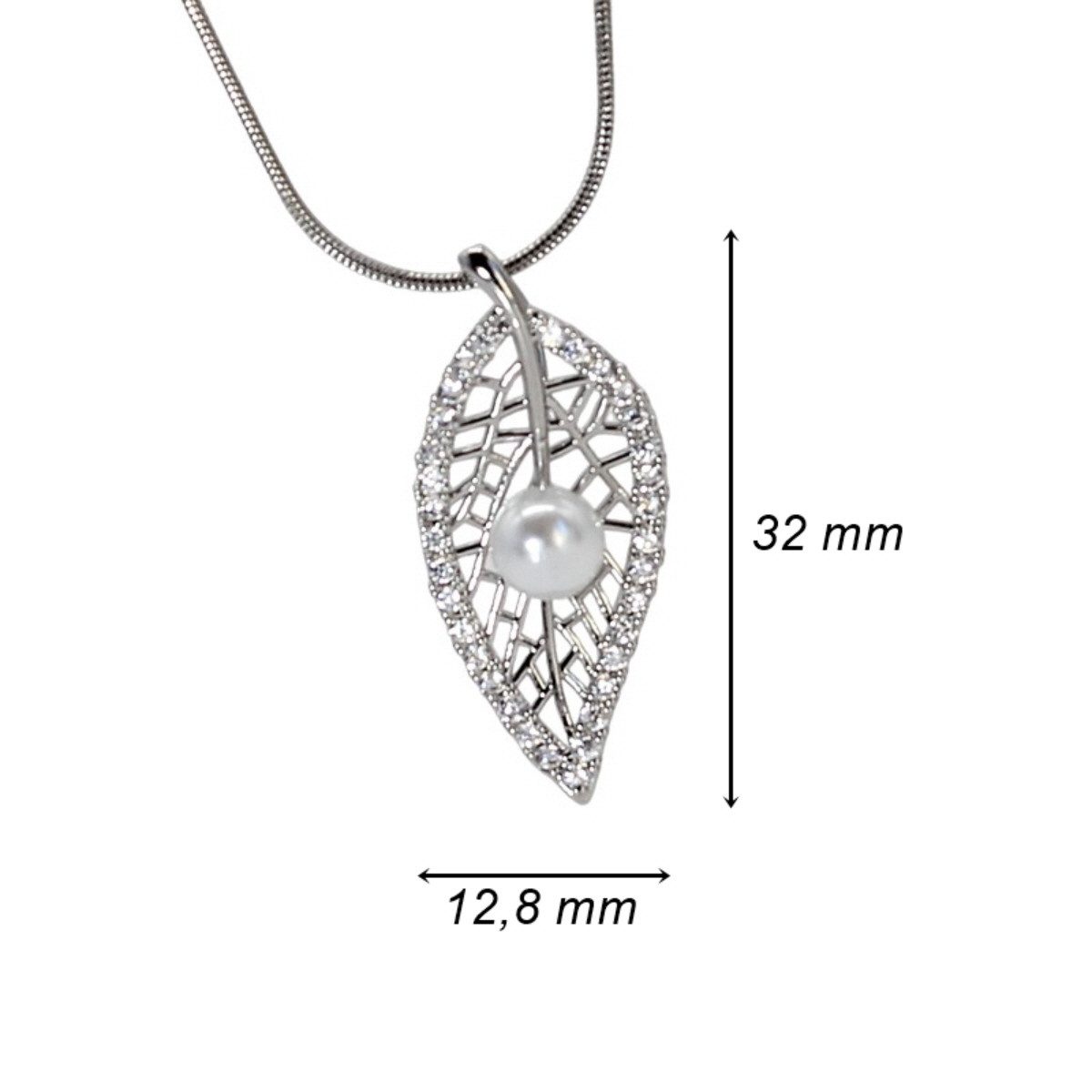 ELLAWIL Edelstahlkette Edelstahlkette Schlangenkette mit Blatt Anhänger und einer Perle (GESCHENKIDEE, Edelstahl, Kettenlänge 40 cm, verlängerbar um 5 cm), inklusive Geschenkschachtel
