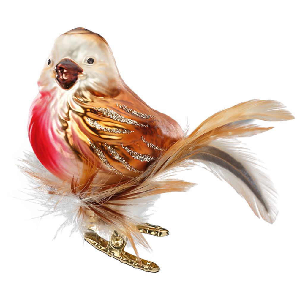 INGE-GLAS® Christbaumschmuck Rotkehlchen Glasvogel 7cm (1-tlg), mundgeblasen, handbemalt